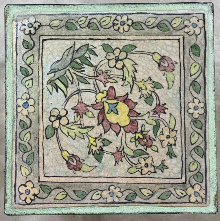 Vintage Ceramic Tile Side Table For Sale at 1stDibs