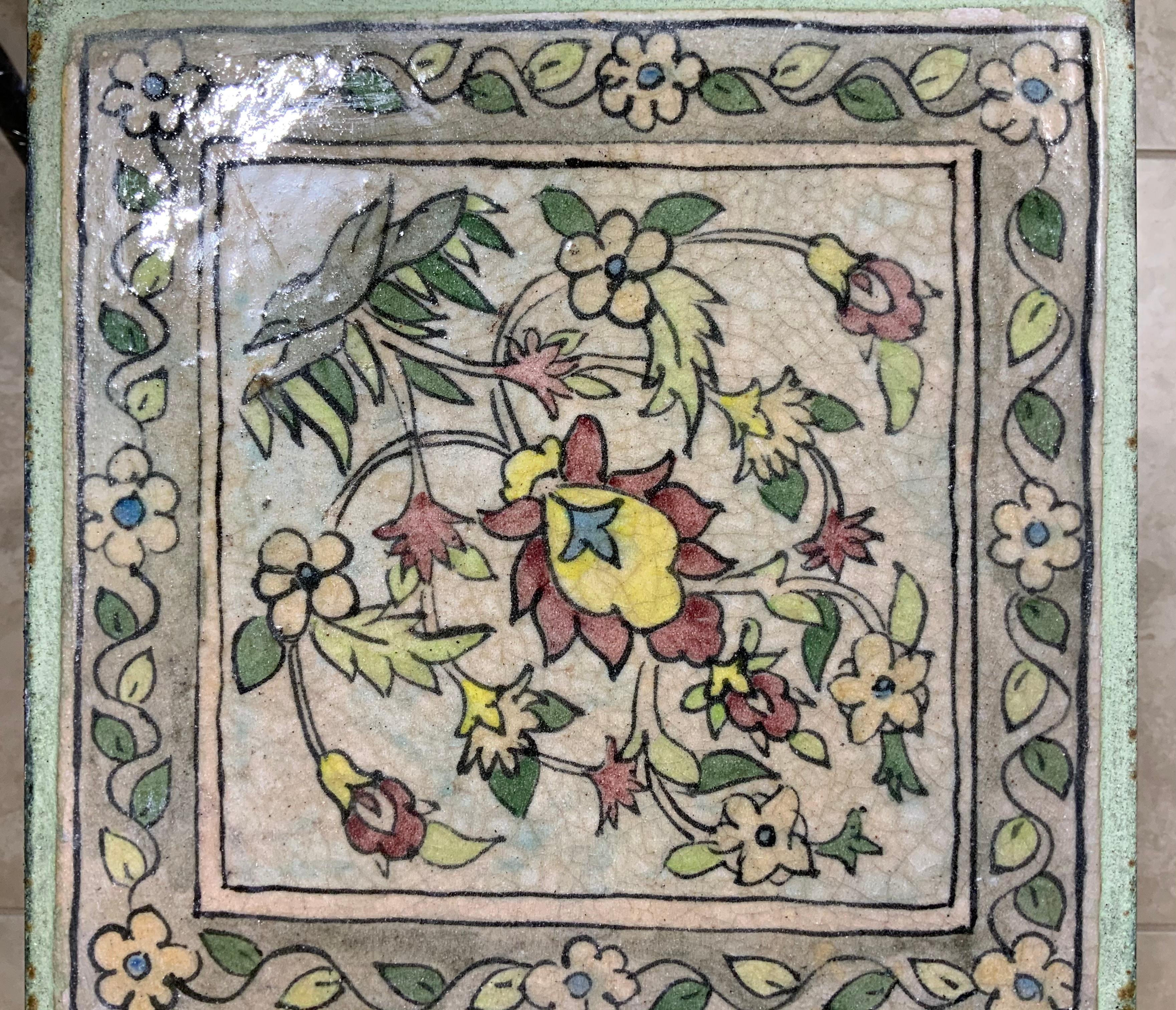 Vintage Ceramic Tile Side Table In Good Condition For Sale In Delray Beach, FL