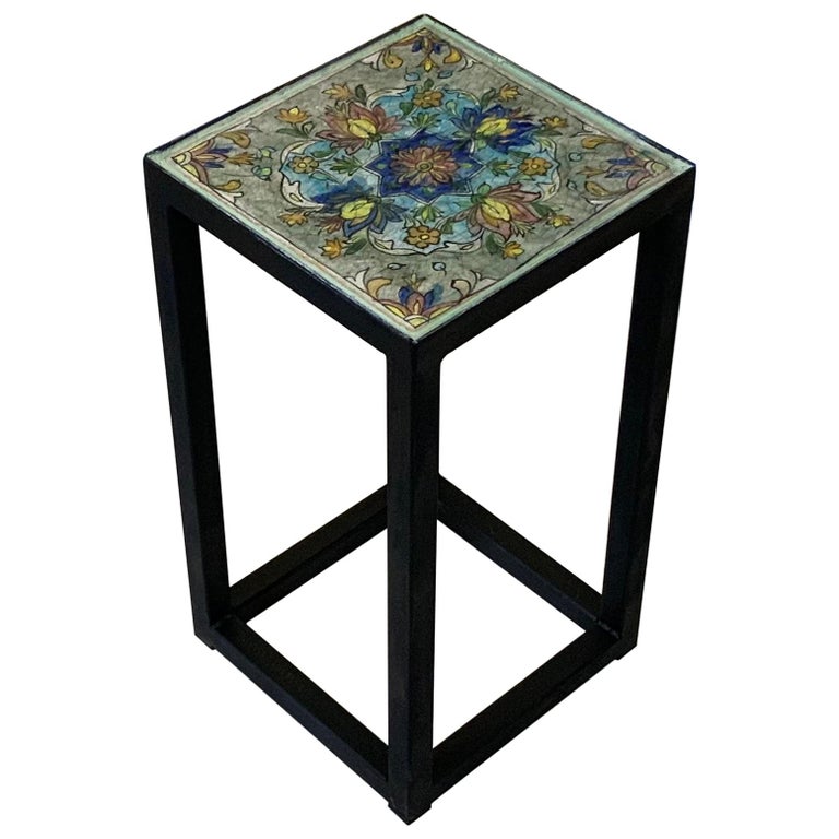 Vintage Ceramic Tile Side Table at 1stDibs