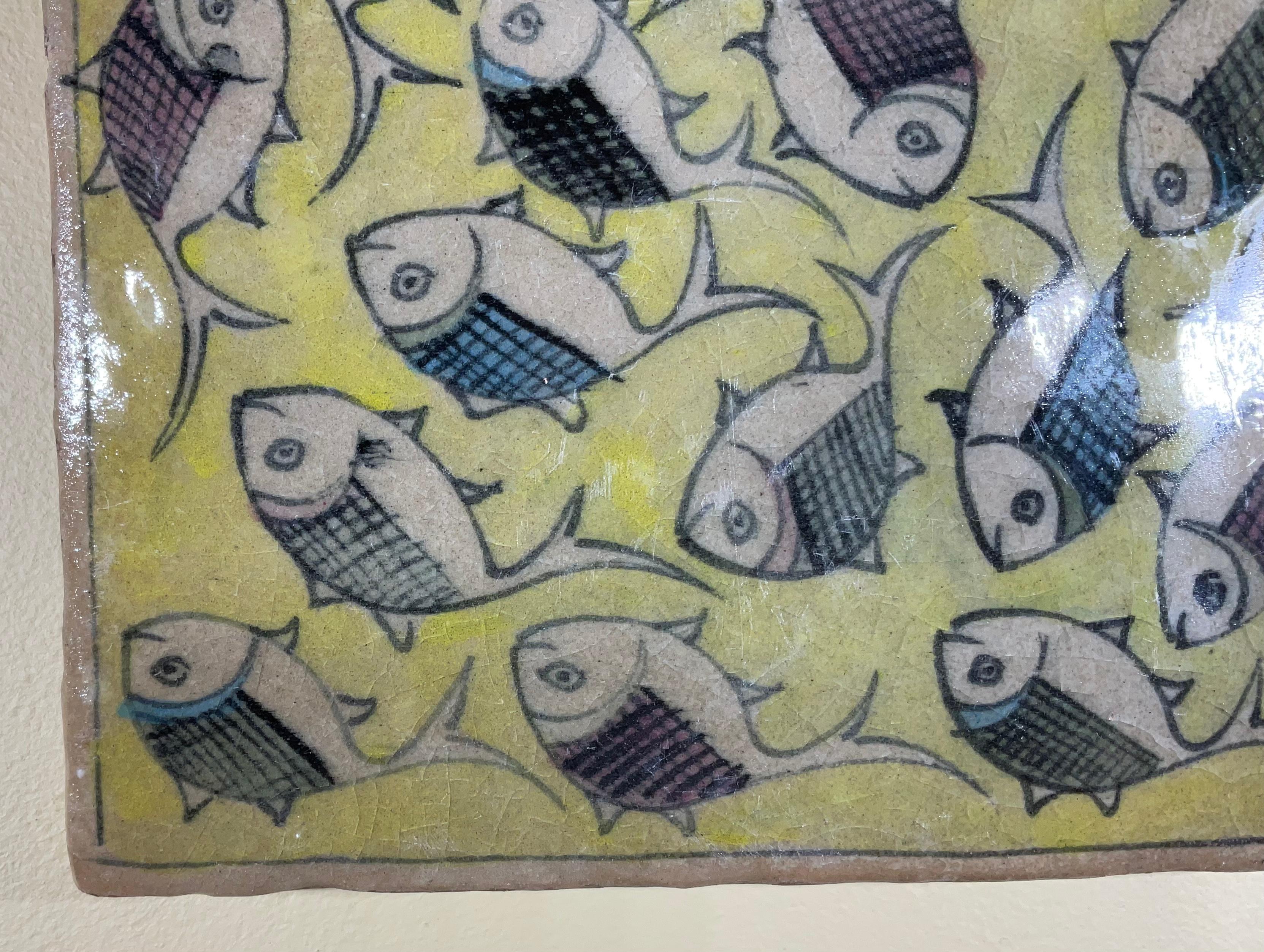 Vintage Ceramic Tile Wall Hanging In Good Condition For Sale In Delray Beach, FL