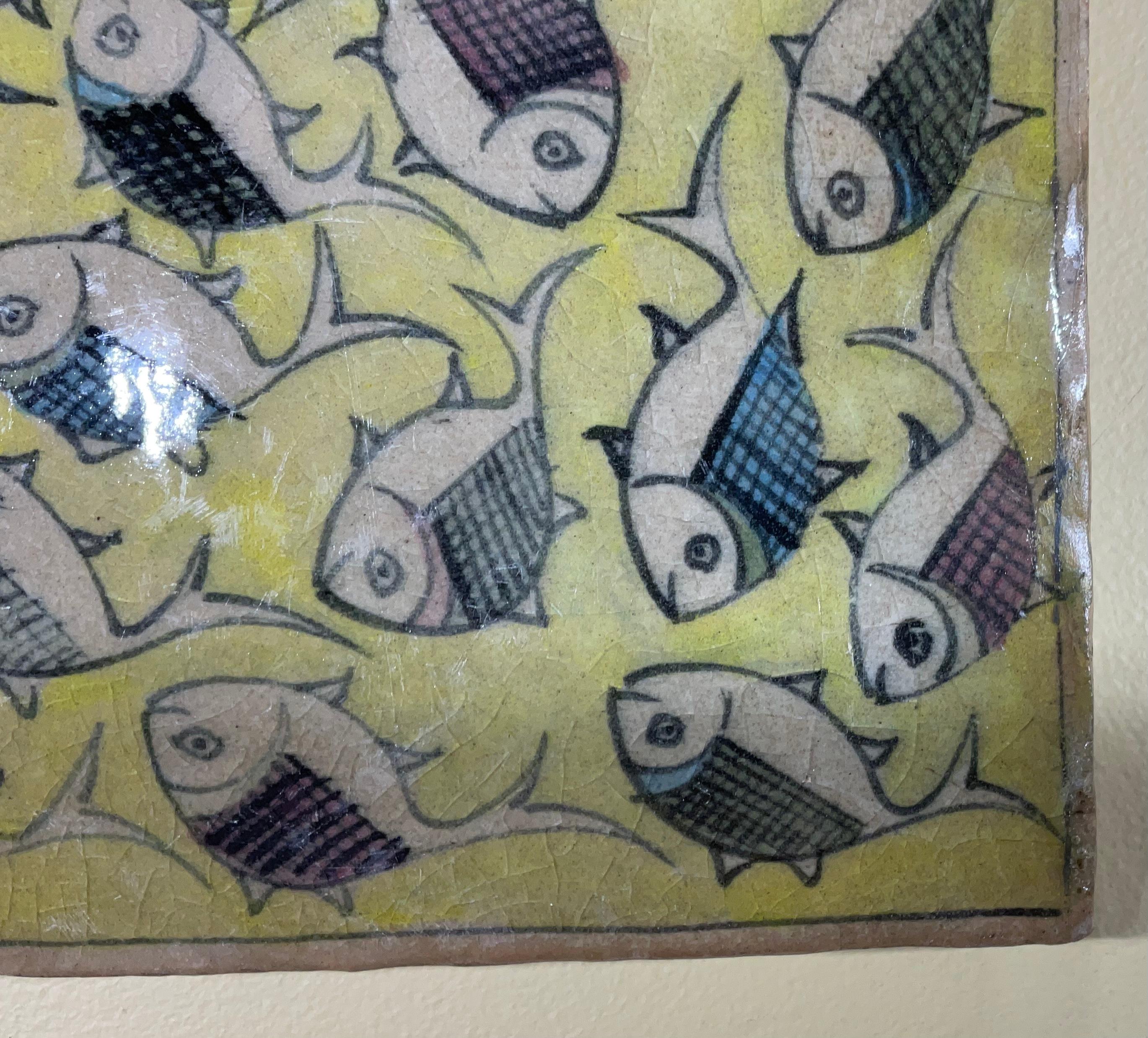 20th Century Vintage Ceramic Tile Wall Hanging For Sale