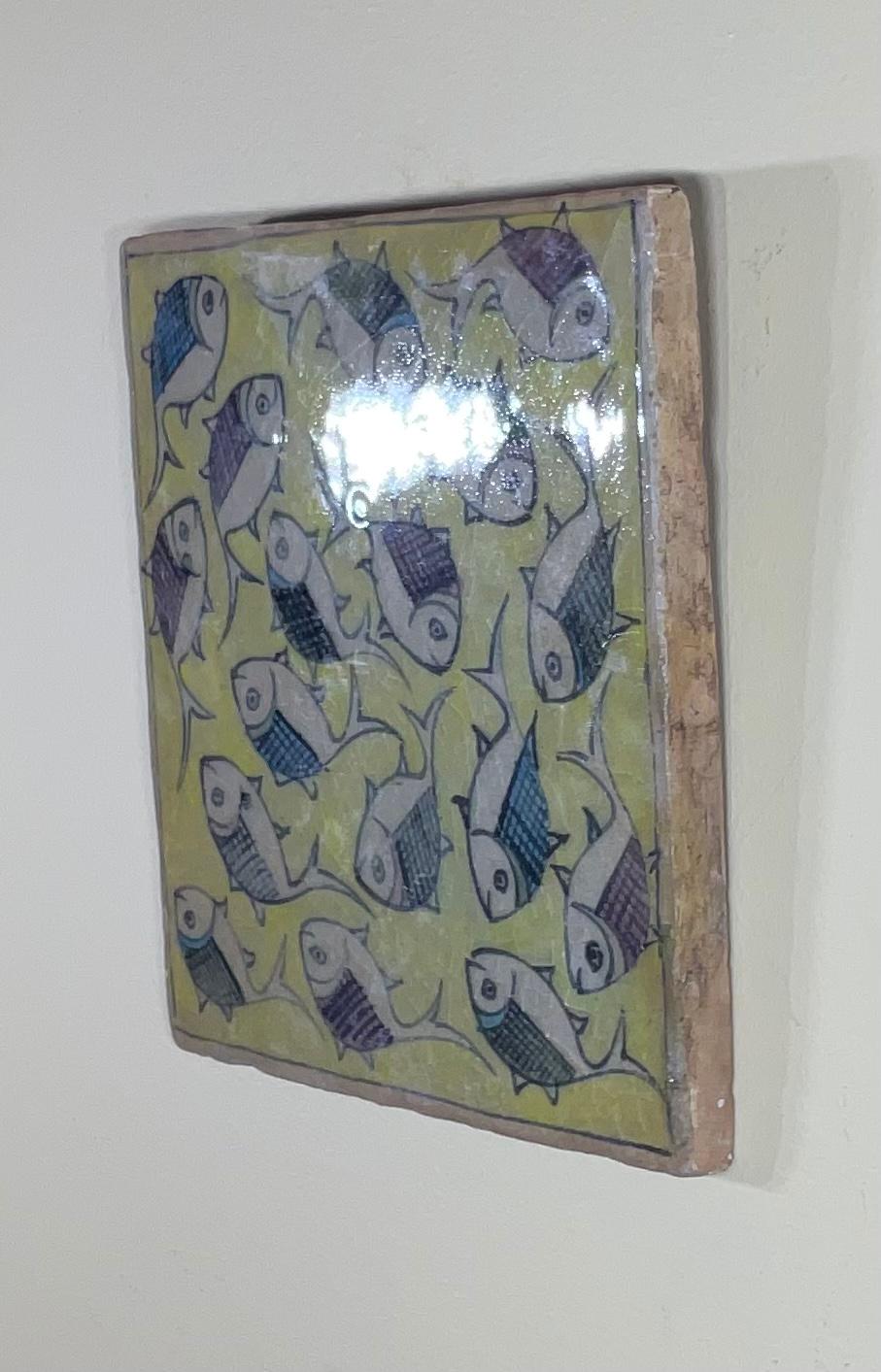 Vintage Ceramic Tile Wall Hanging For Sale 1