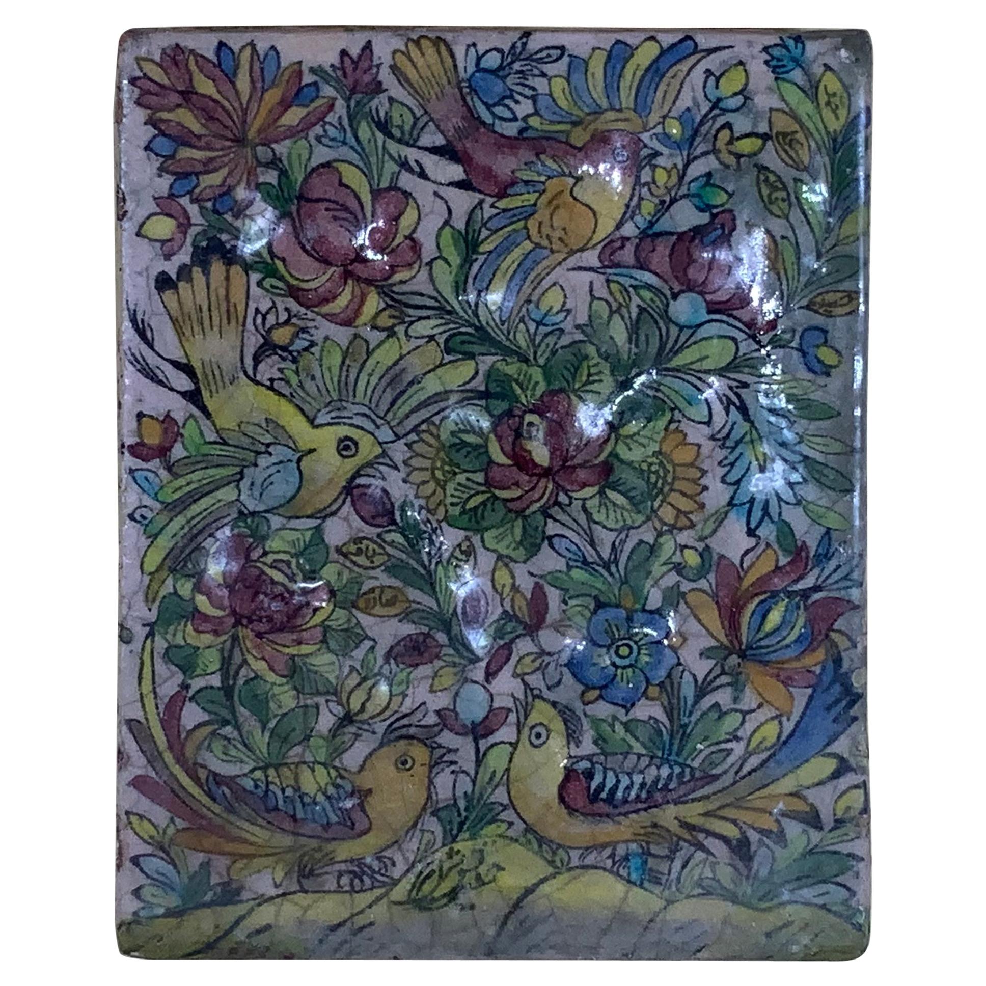 Vintage Ceramic Tile Wall Hanging For Sale