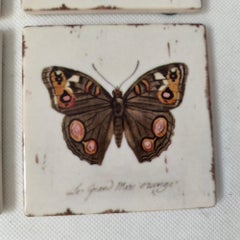 Juego de Cuatro Posavasos de Cerámica Vintage Mariposas Altamente Decorativos