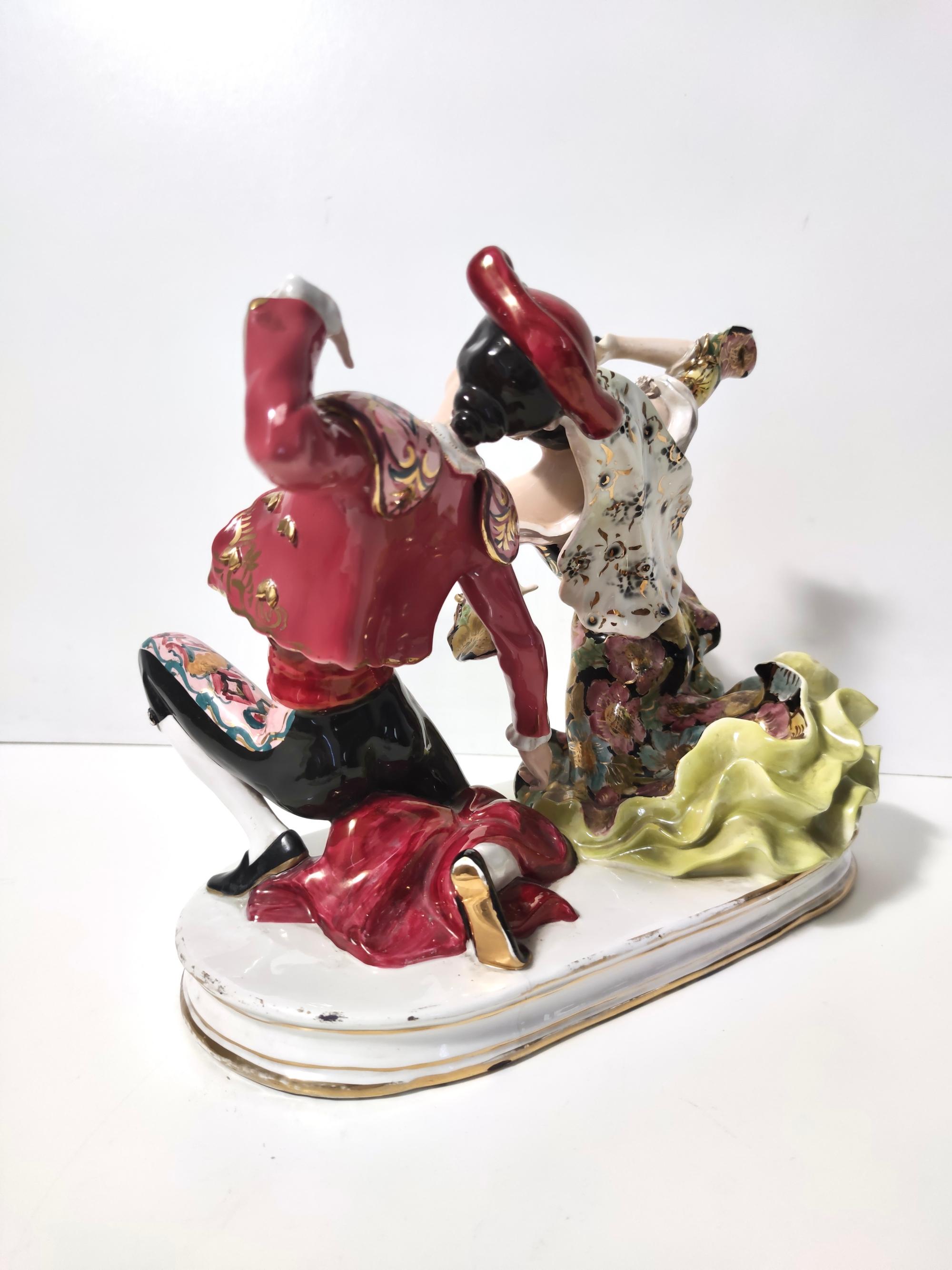 Mid-Century Modern Vintage Ceramic Torero and Flamenco Dancer Figures by Giovanni Girardi, Italy For Sale