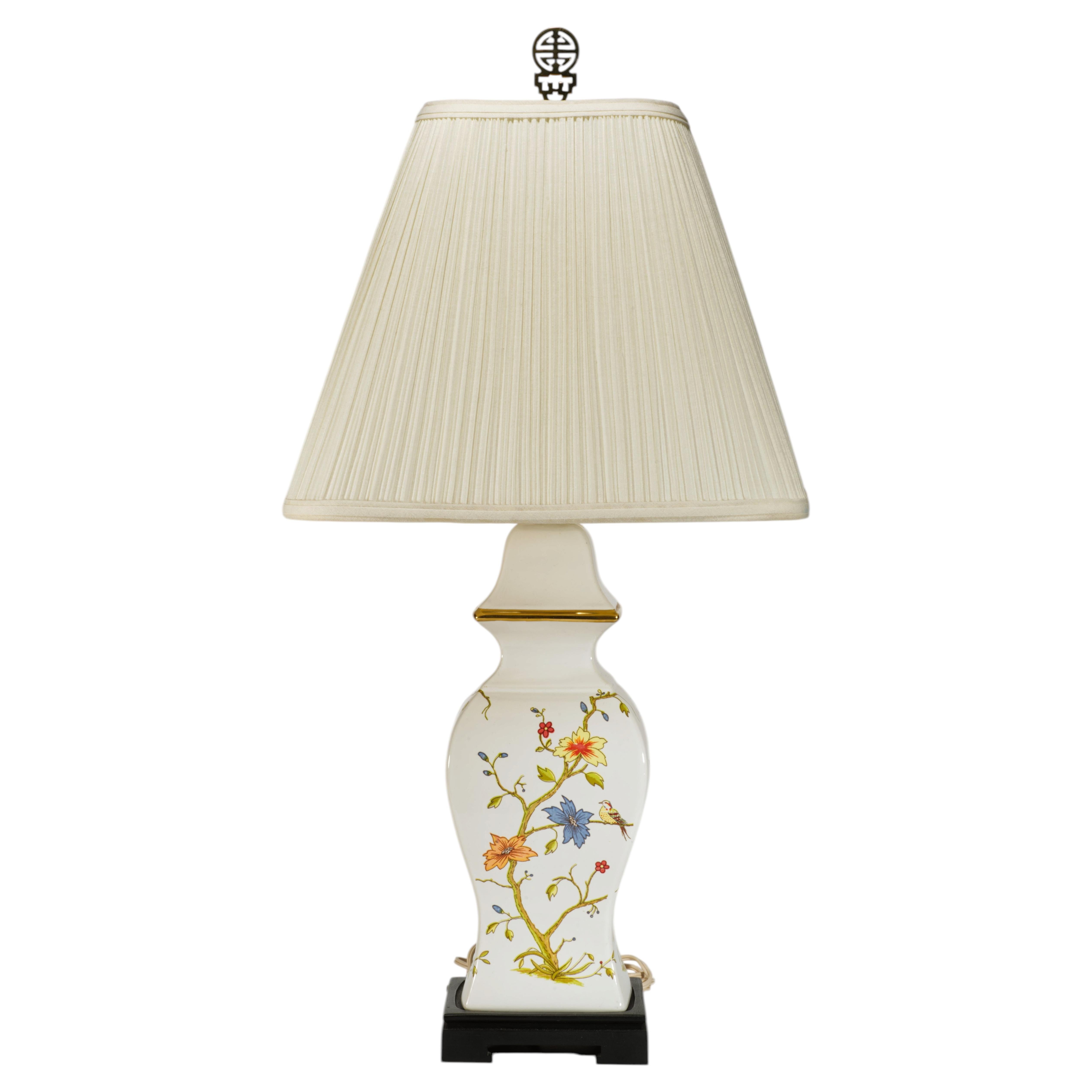 Vintage Ceramic Urn Table Lamp, Chinoiserie Pembroke Style Decor