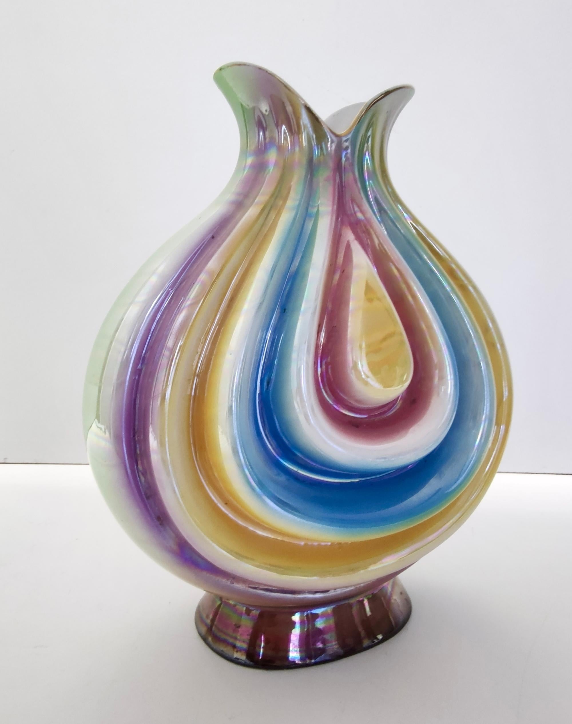 Lacquered Vintage Ceramic Vase Attributed to Italo Casini with Iridescent Colors, Italy For Sale