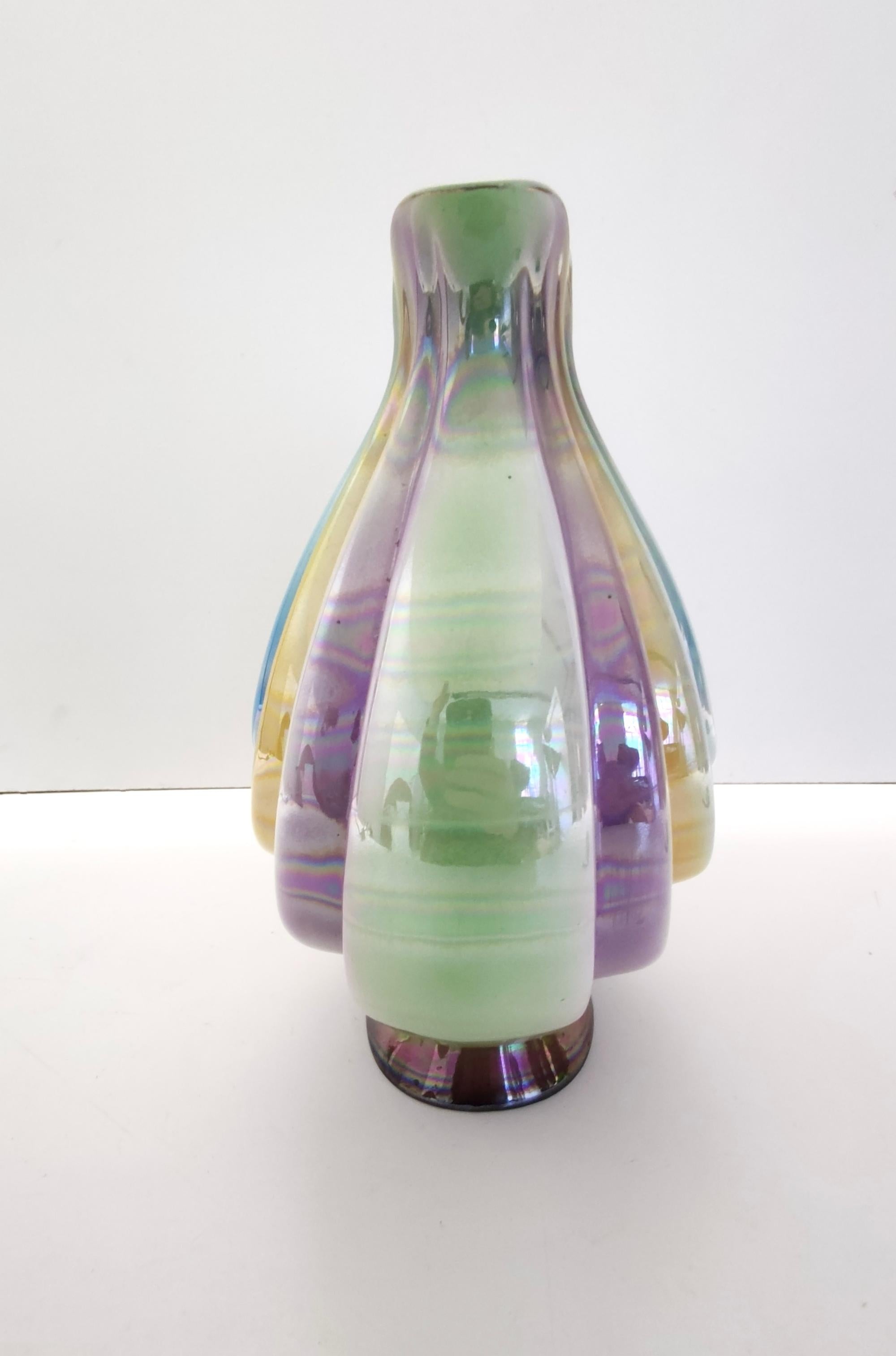 Mid-20th Century Vintage Ceramic Vase Attributed to Italo Casini with Iridescent Colors, Italy For Sale