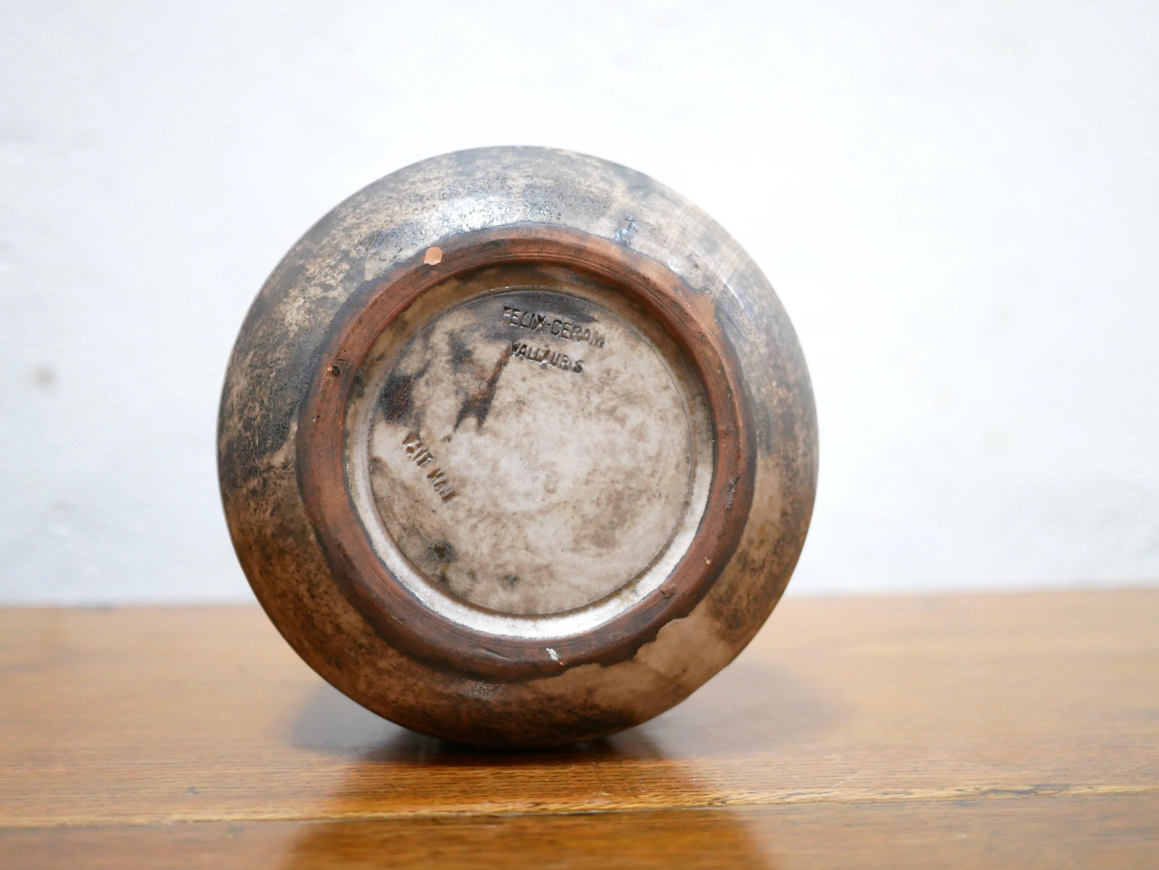Vintage Ceramic Vase, Felix Ceram Workshop, Vallauris In Fair Condition In AIGNAN, FR