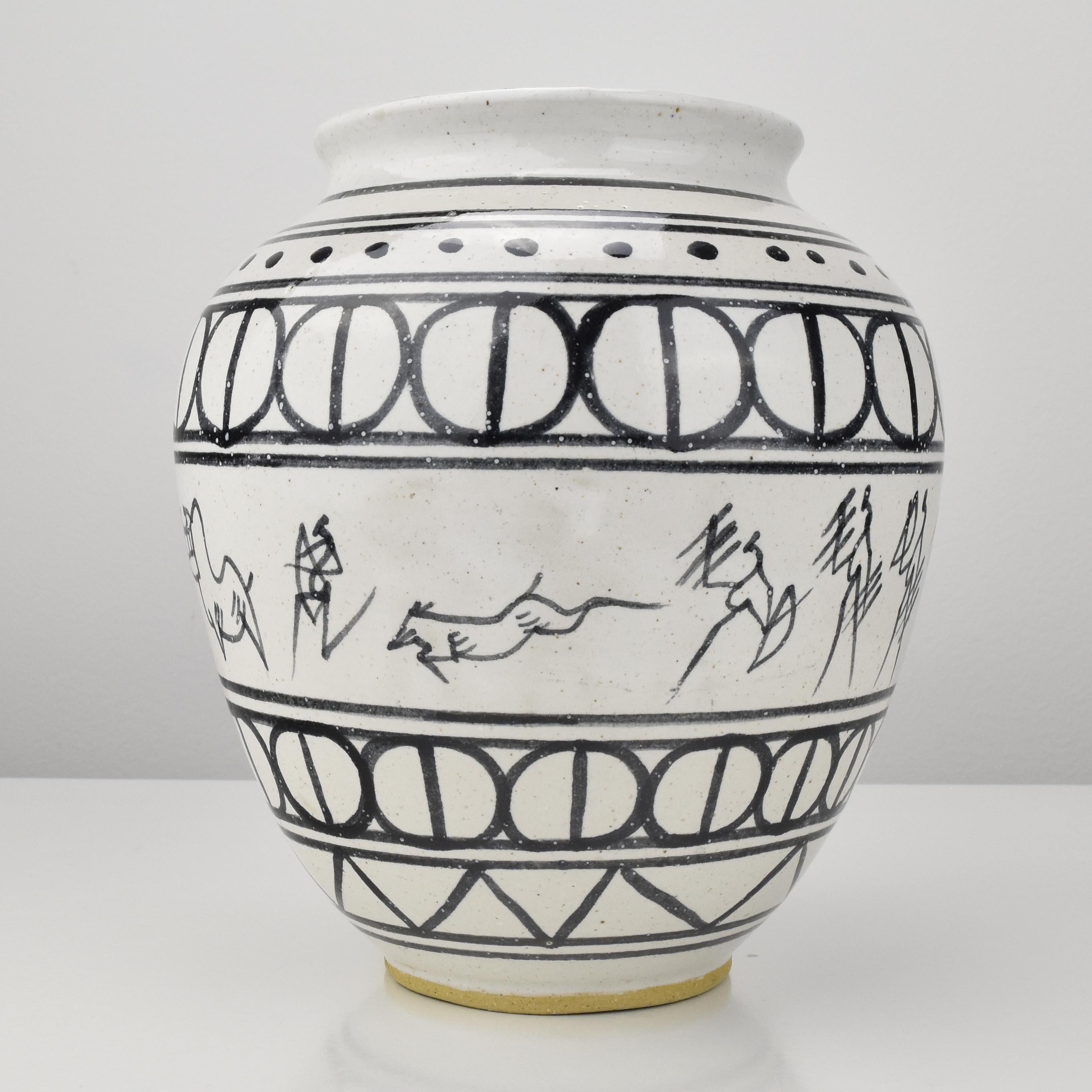 Mid-Century Modern Vase en céramique vintage Jacques Blin Guido Gambone style Bitossi MCM en vente