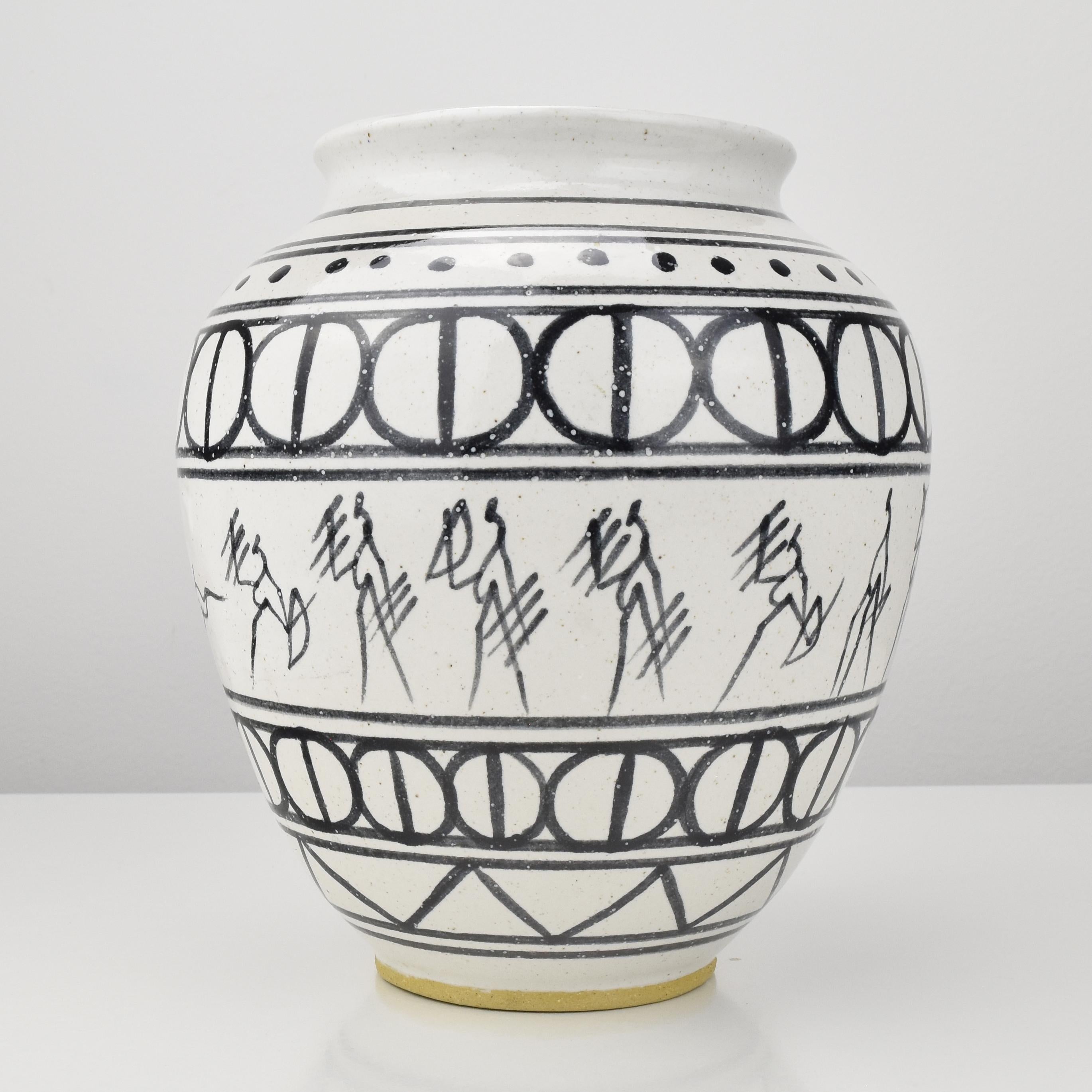 Français Vase en céramique vintage Jacques Blin Guido Gambone style Bitossi MCM en vente