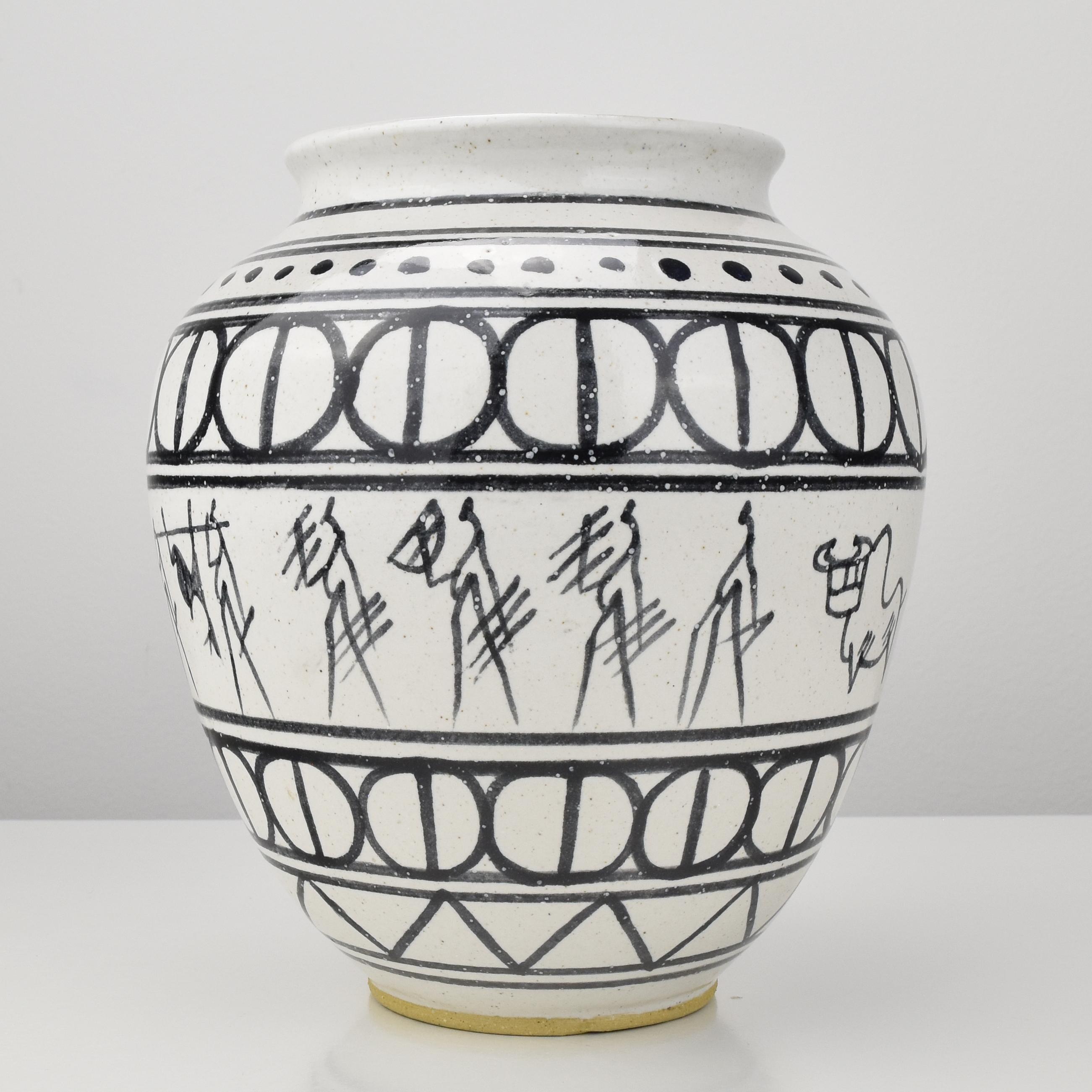 Vase en céramique vintage Jacques Blin Guido Gambone style Bitossi MCM Excellent état - En vente à Bad Säckingen, DE