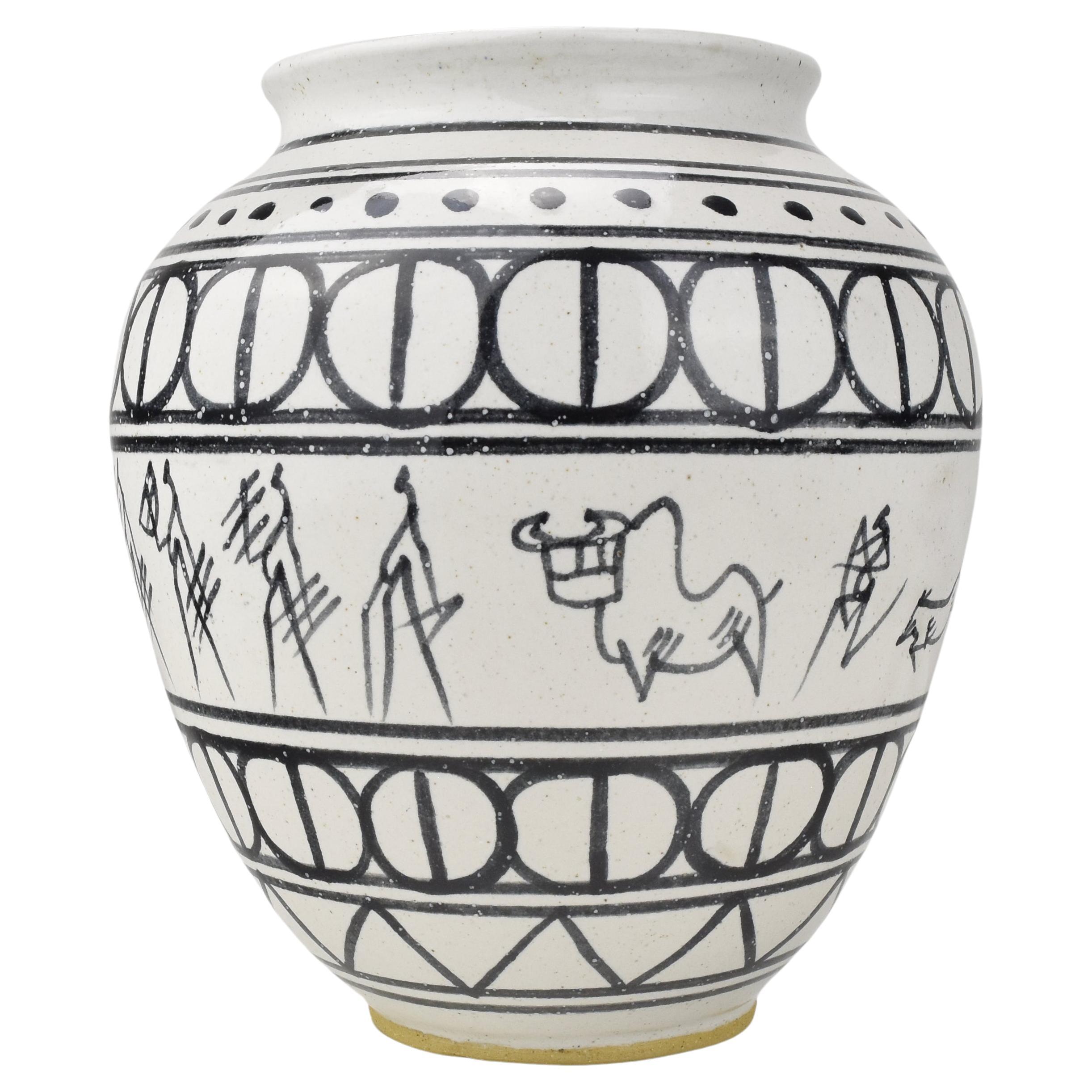 Vase en céramique vintage Jacques Blin Guido Gambone style Bitossi MCM en vente