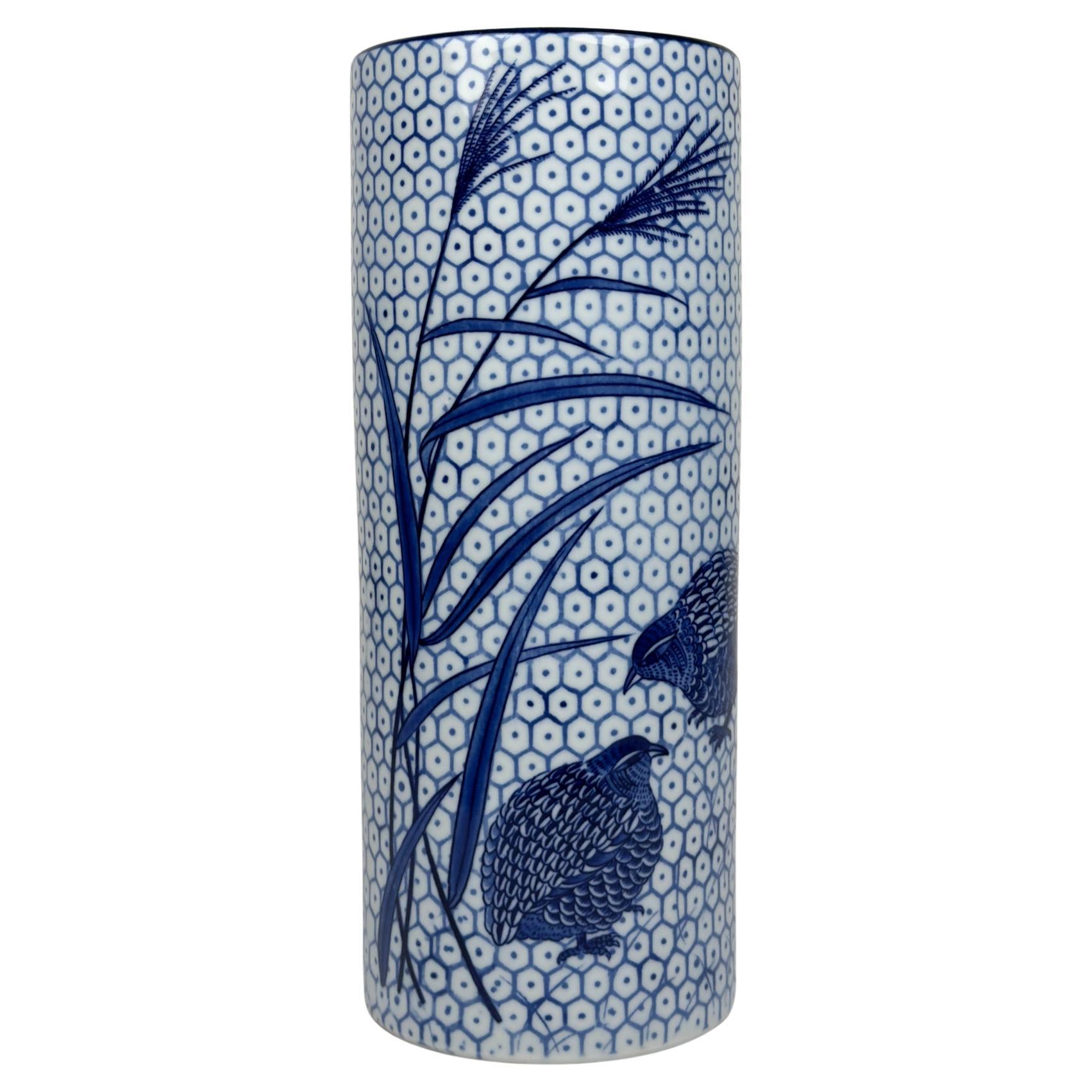 Vintage Keramikvase Wachtel und Hirse, Japan 1970er