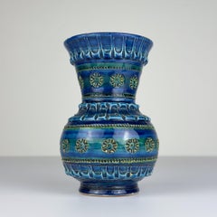 Vaso in ceramica vintage Rimini Blue, design Aldo Londi, Bitossi Italia anni '70