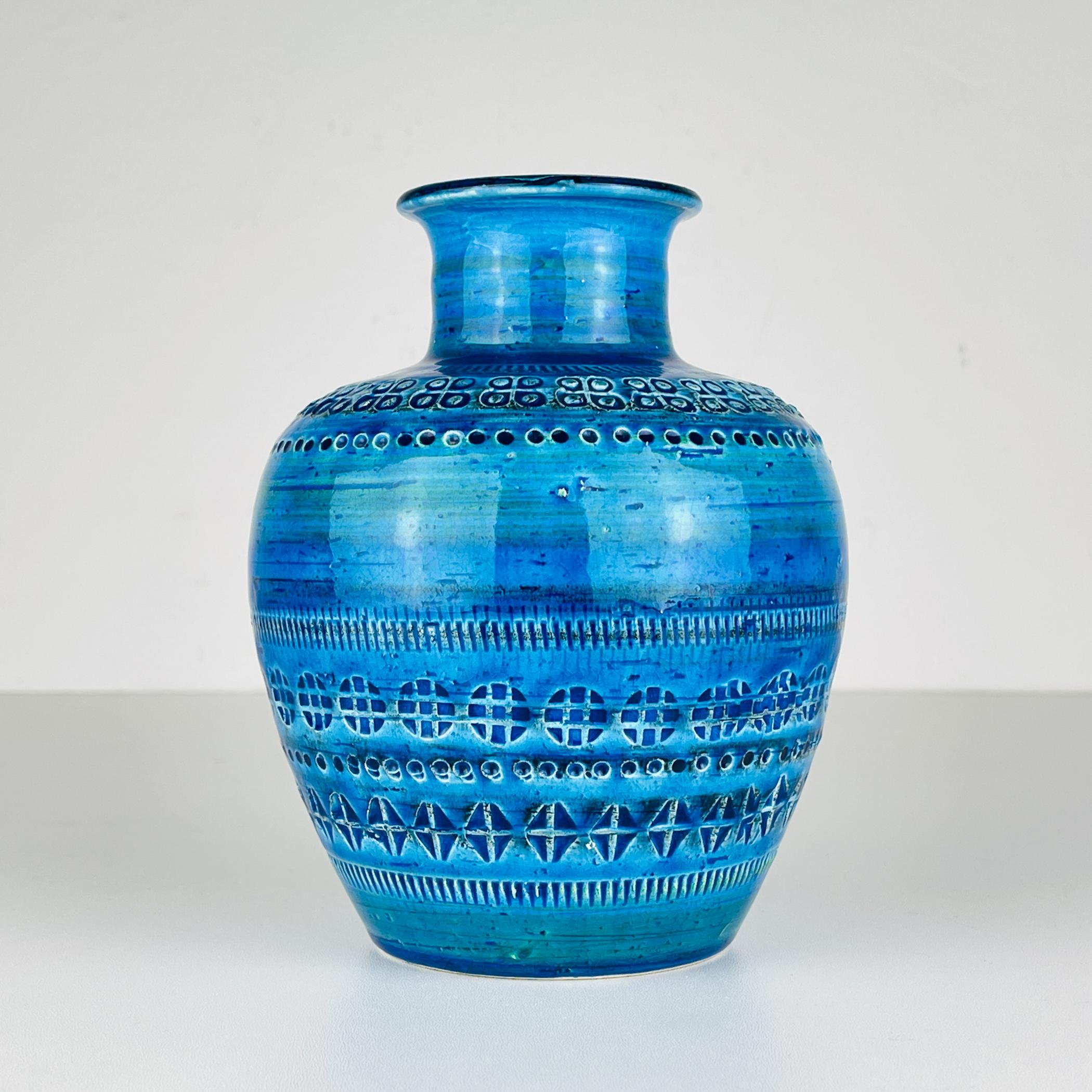 Mid-Century Modern Vase Rimini Blue, design Aldo Londi, Bitossi Italie 1970 en vente