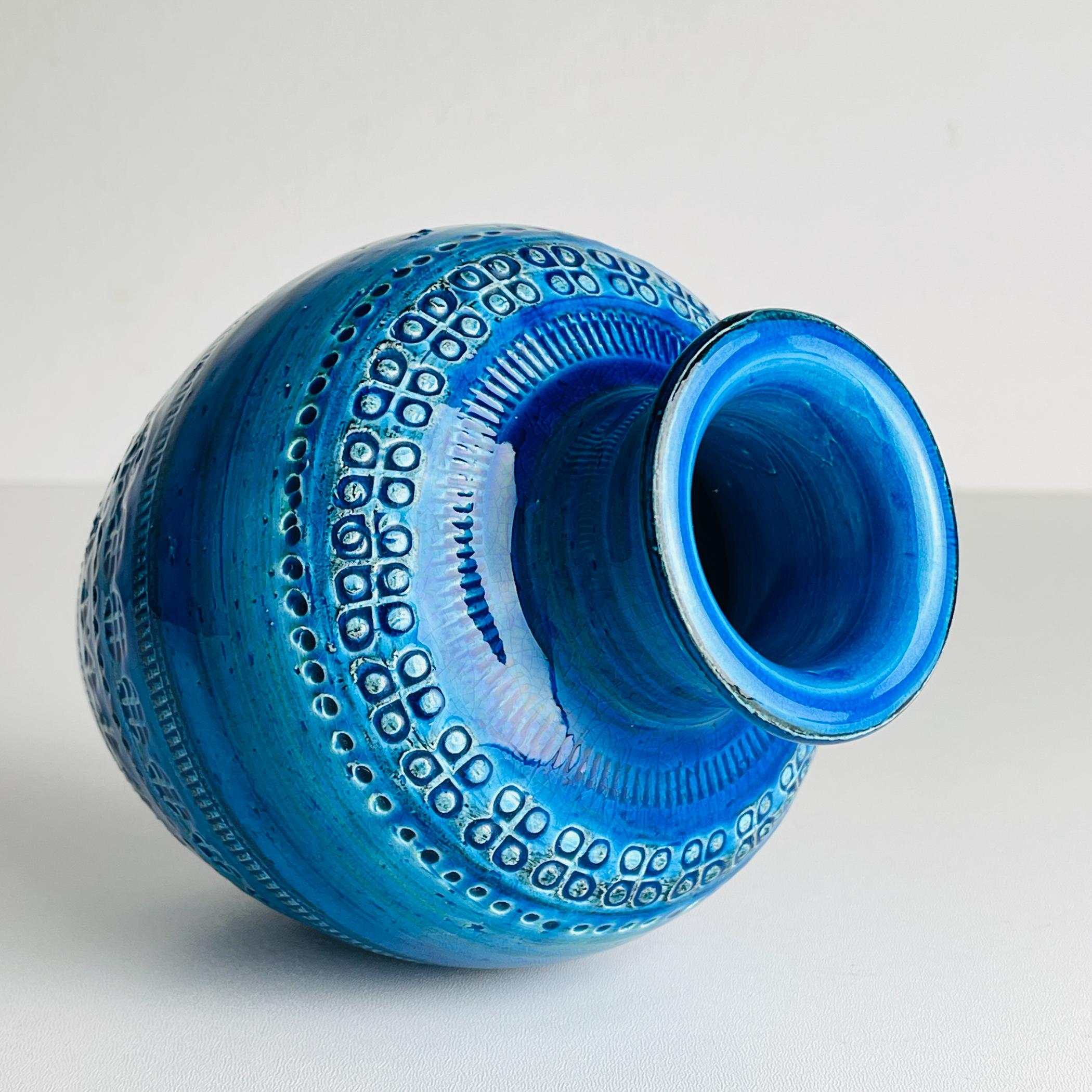 italien Vase Rimini Blue, design Aldo Londi, Bitossi Italie 1970 en vente