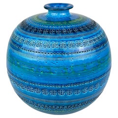 Vintage ceramic vase Rimini Blue, design Aldo Londi, Bitossi Italy 1970s