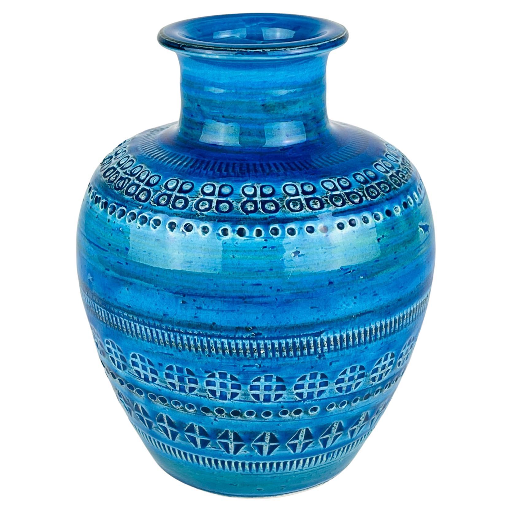 Vintage ceramic vase Rimini Blue, design Aldo Londi, Bitossi Italy 1970s