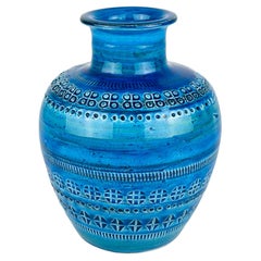 Vintage ceramic vase Rimini Blue, design Aldo Londi, Bitossi Italy 1970s