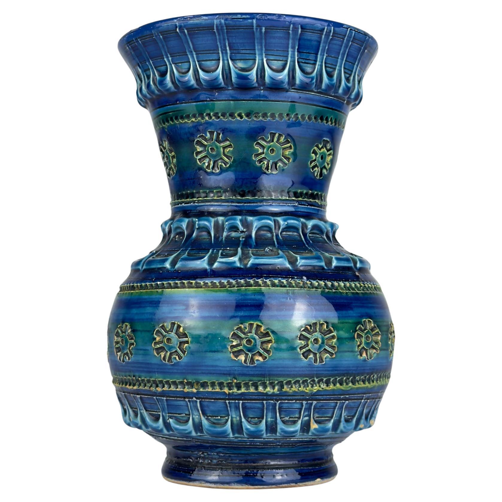 Vintage ceramic vase Rimini Blue, design Aldo Londi, Bitossi Italy 1970s
