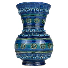 Vaso in ceramica vintage Rimini Blue, design Aldo Londi, Bitossi Italia anni '70