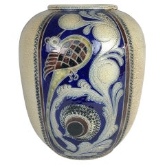 Vintage Ceramic Vase with Peacock, 1970s