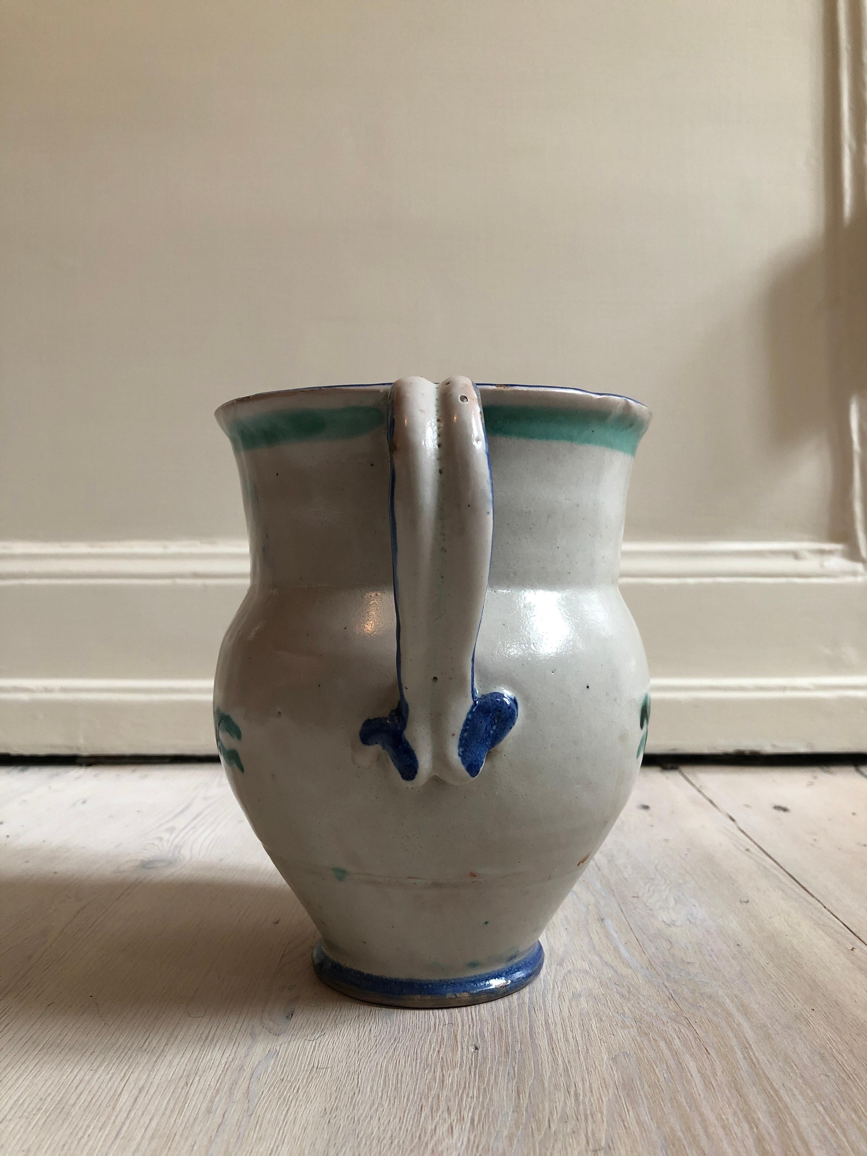 Vintage Ceramic Vietri Pitcher with Colorful Nautical Decorations, Italy, 1960s In Good Condition In Copenhagen K, DK