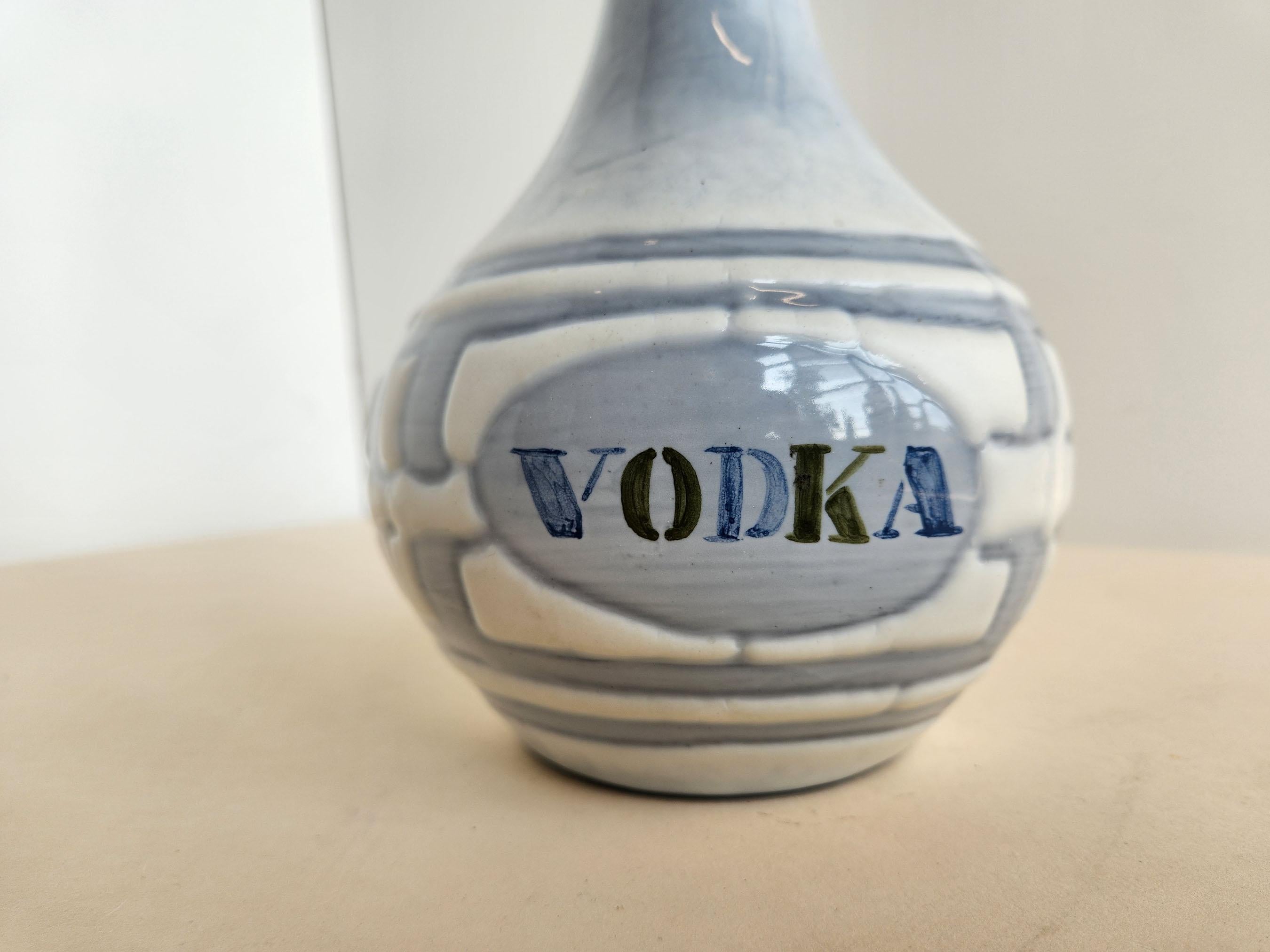 Roger Capron - Vintage Ceramic Vodka Decanter with Long Neck In Excellent Condition For Sale In Stratford, CT