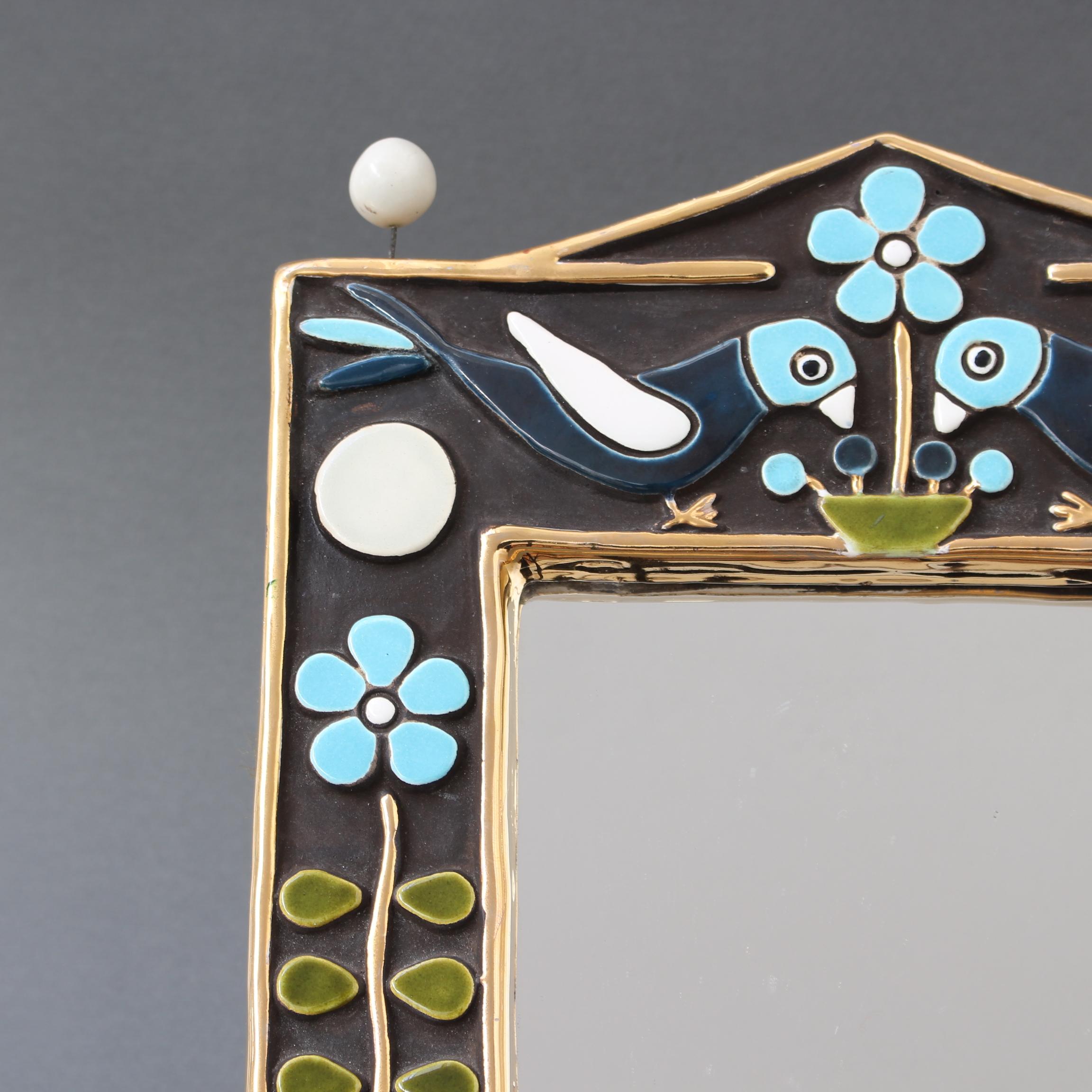 Miroir mural vintage en céramique de Mithé Espelt (circa 1970) en vente 1