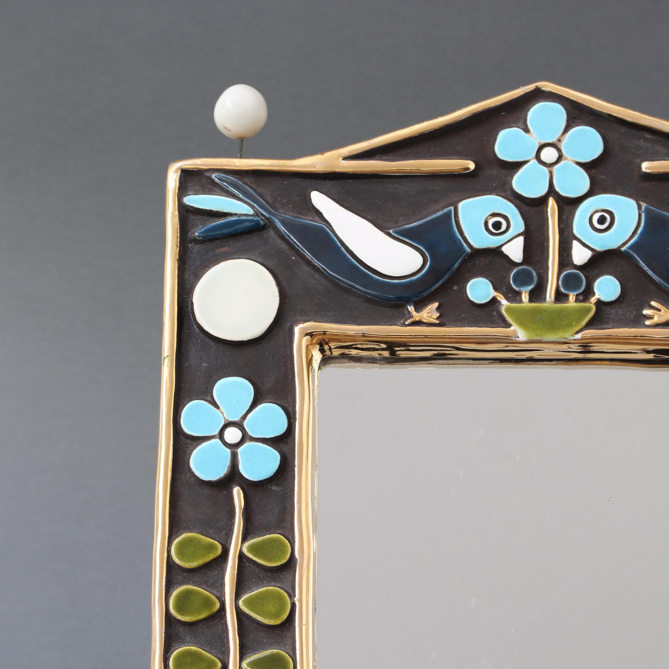 Vintage Ceramic Wall Mirror by Mithé Espelt (circa 1970s) For Sale 5