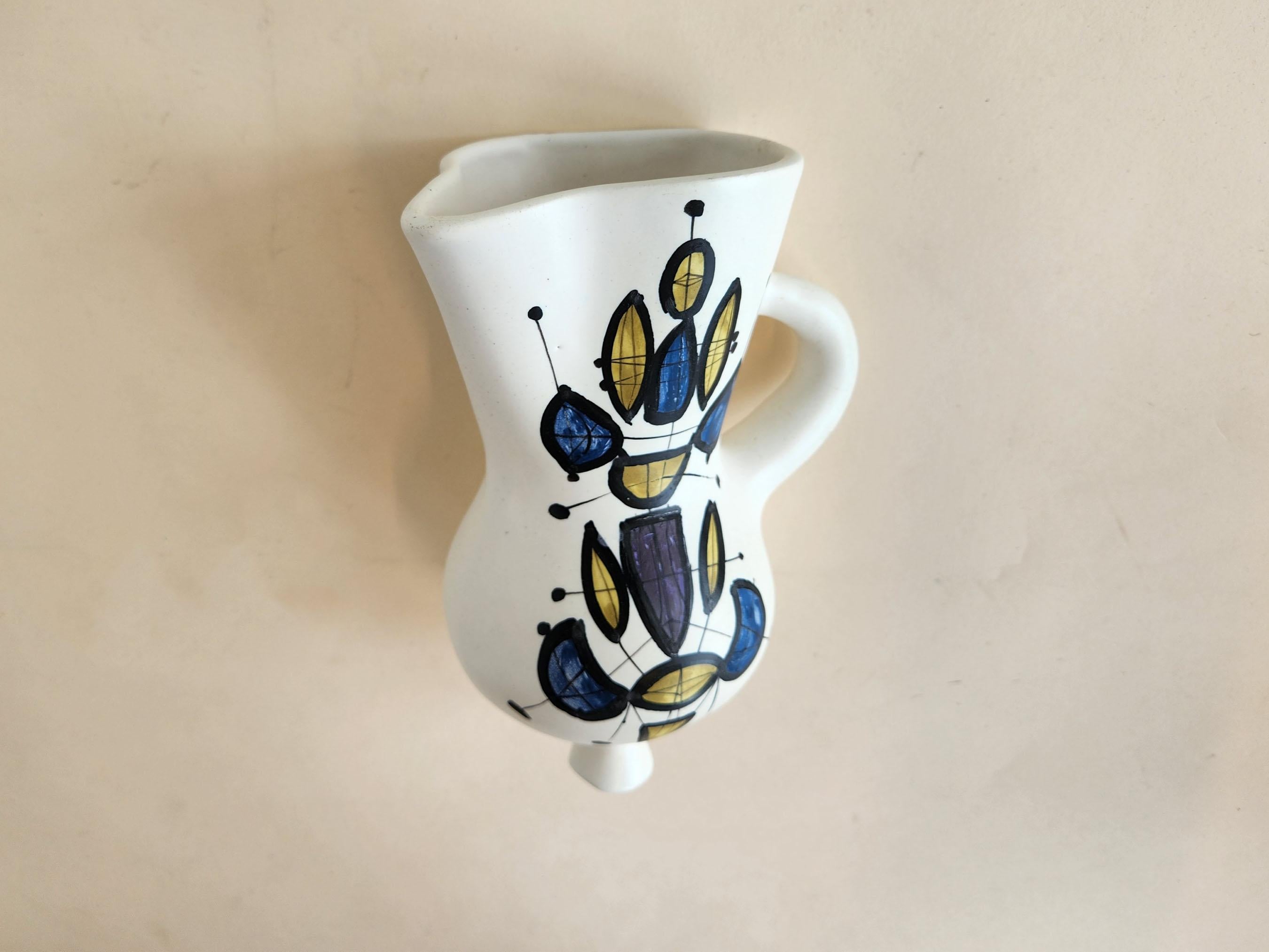 Mid-Century Modern Roger Capron - Vintage Ceramic Wall Mounted Vase with Abstract Motive For Sale