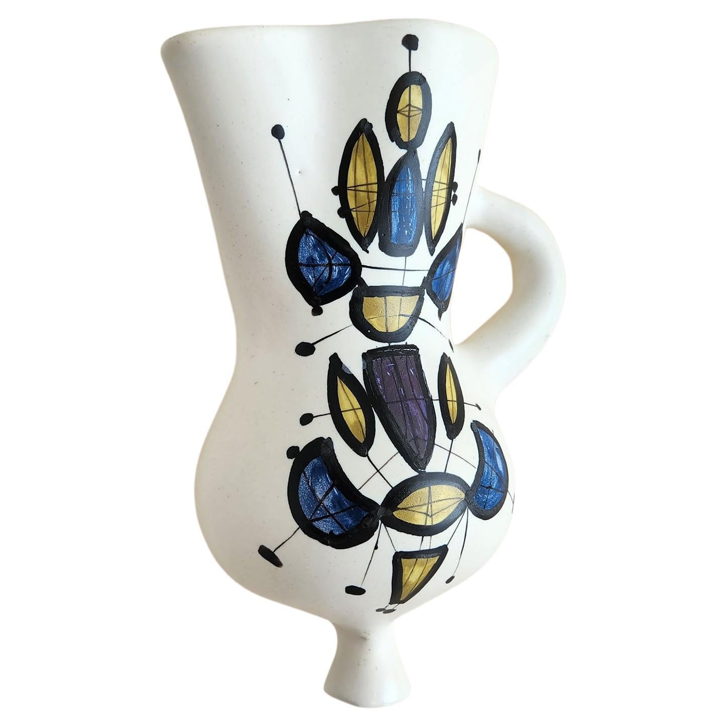 Roger Capron - Vintage Ceramic Wall Mounted Vase with Abstract Motive For Sale