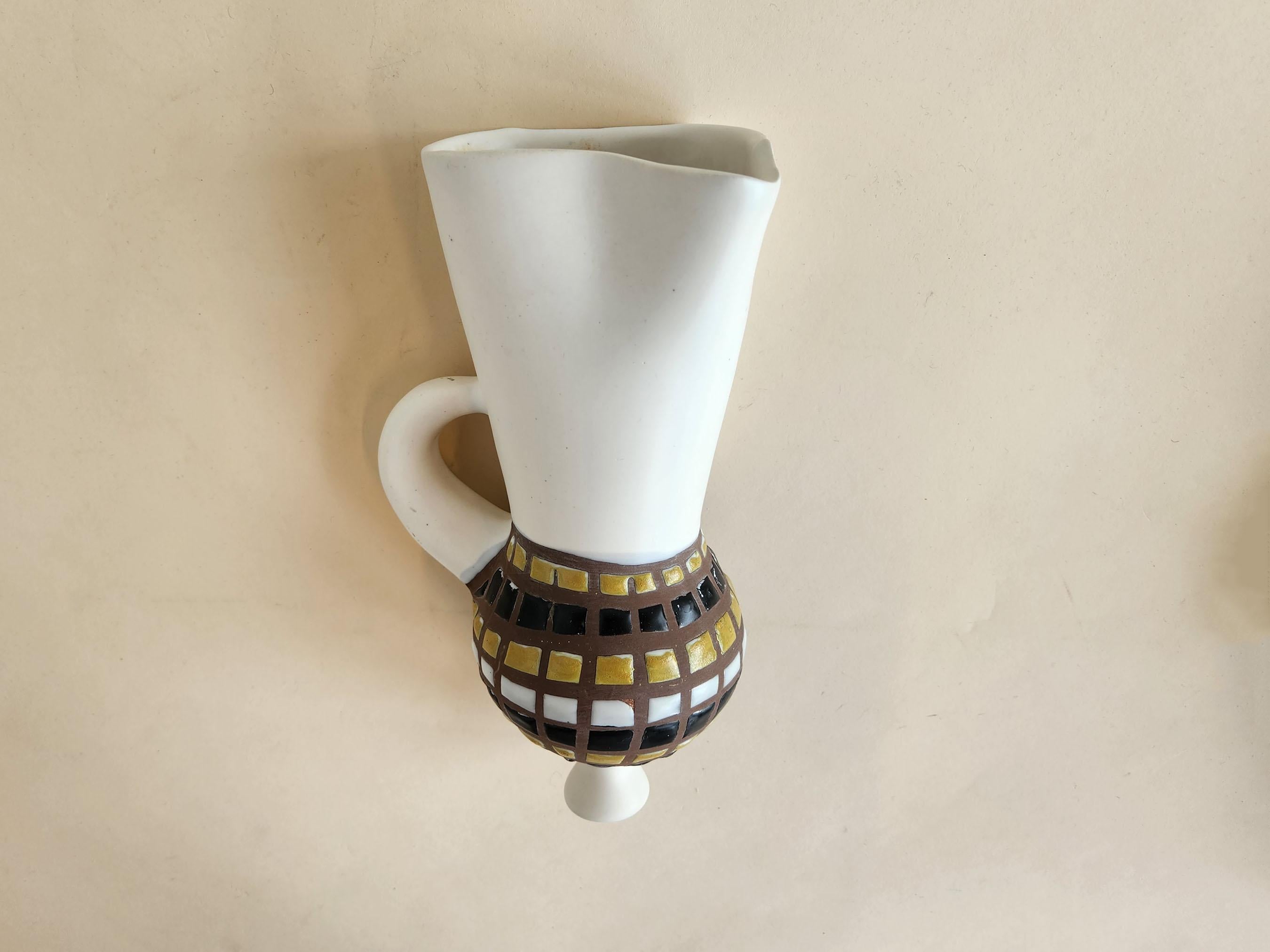 Mid-Century Modern Roger Capron - Vintage Ceramic Wall Mounted Vase with Cobblestones For Sale