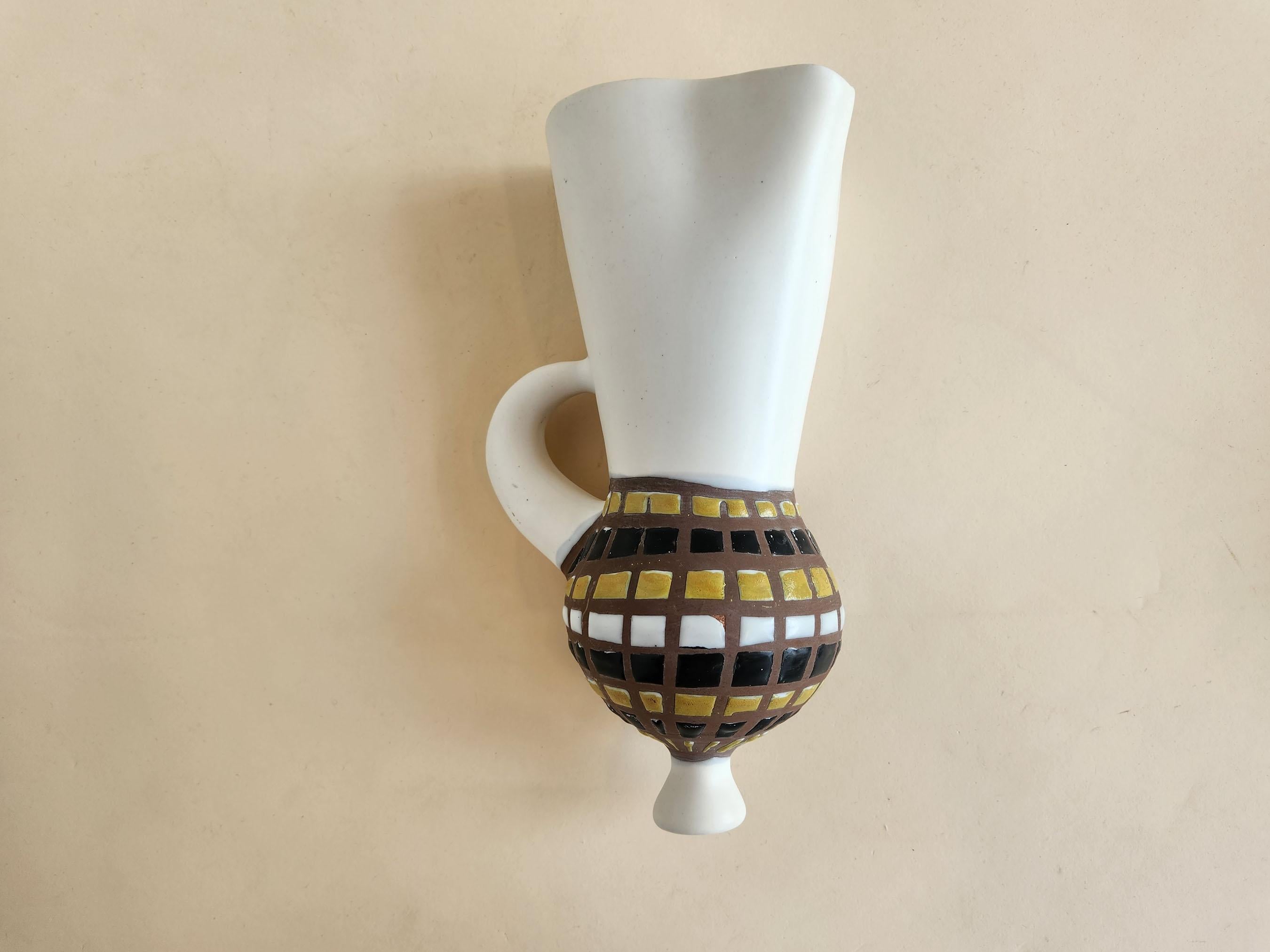 Roger Capron - Vintage Ceramic Wall Mounted Vase with Cobblestones For Sale 1
