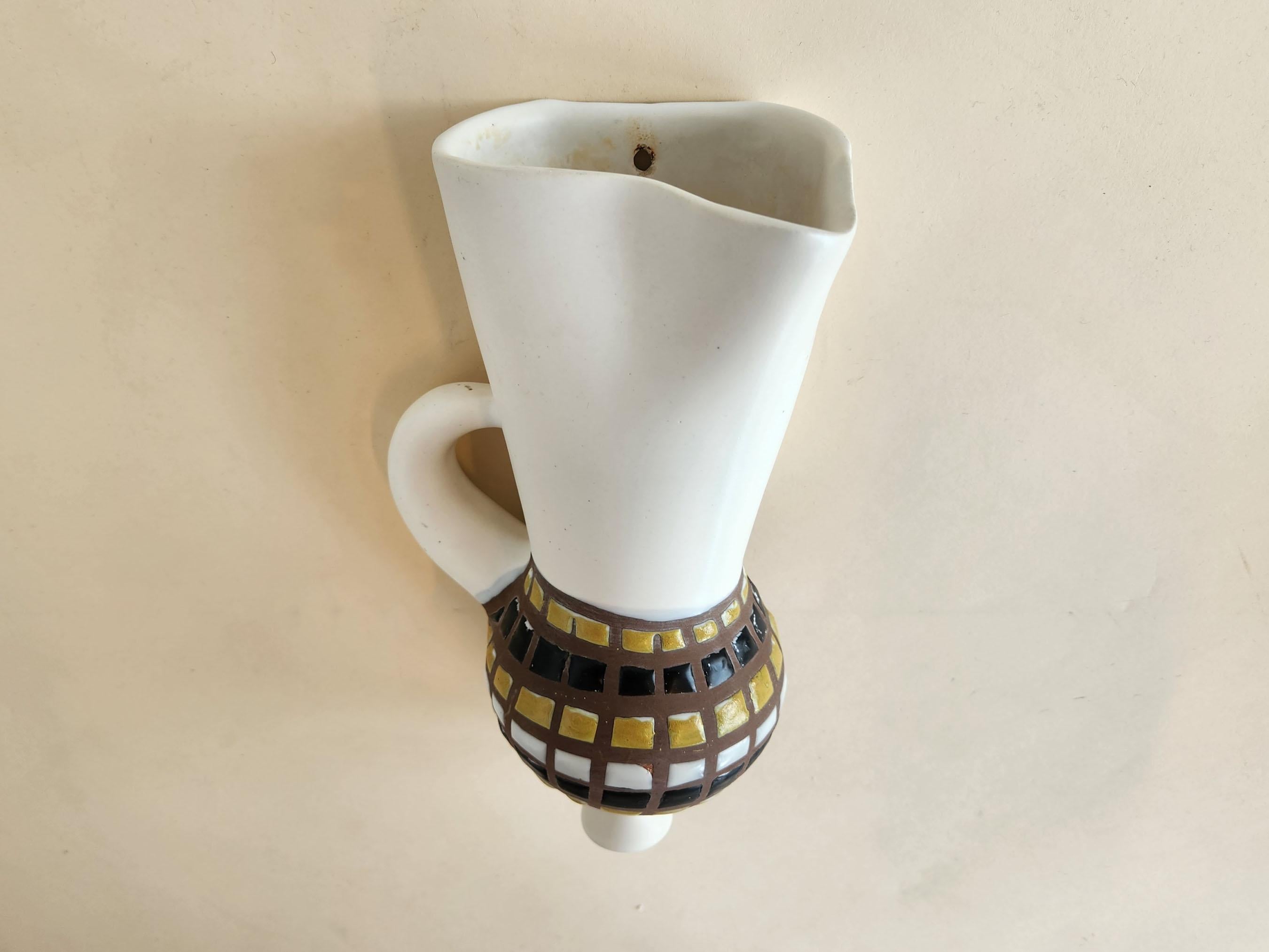 Roger Capron - Vintage Ceramic Wall Mounted Vase with Cobblestones For Sale 2