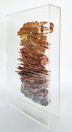 Vintage Ceramic Wall Sculpture Encased in an Acrylic Box, 1980s