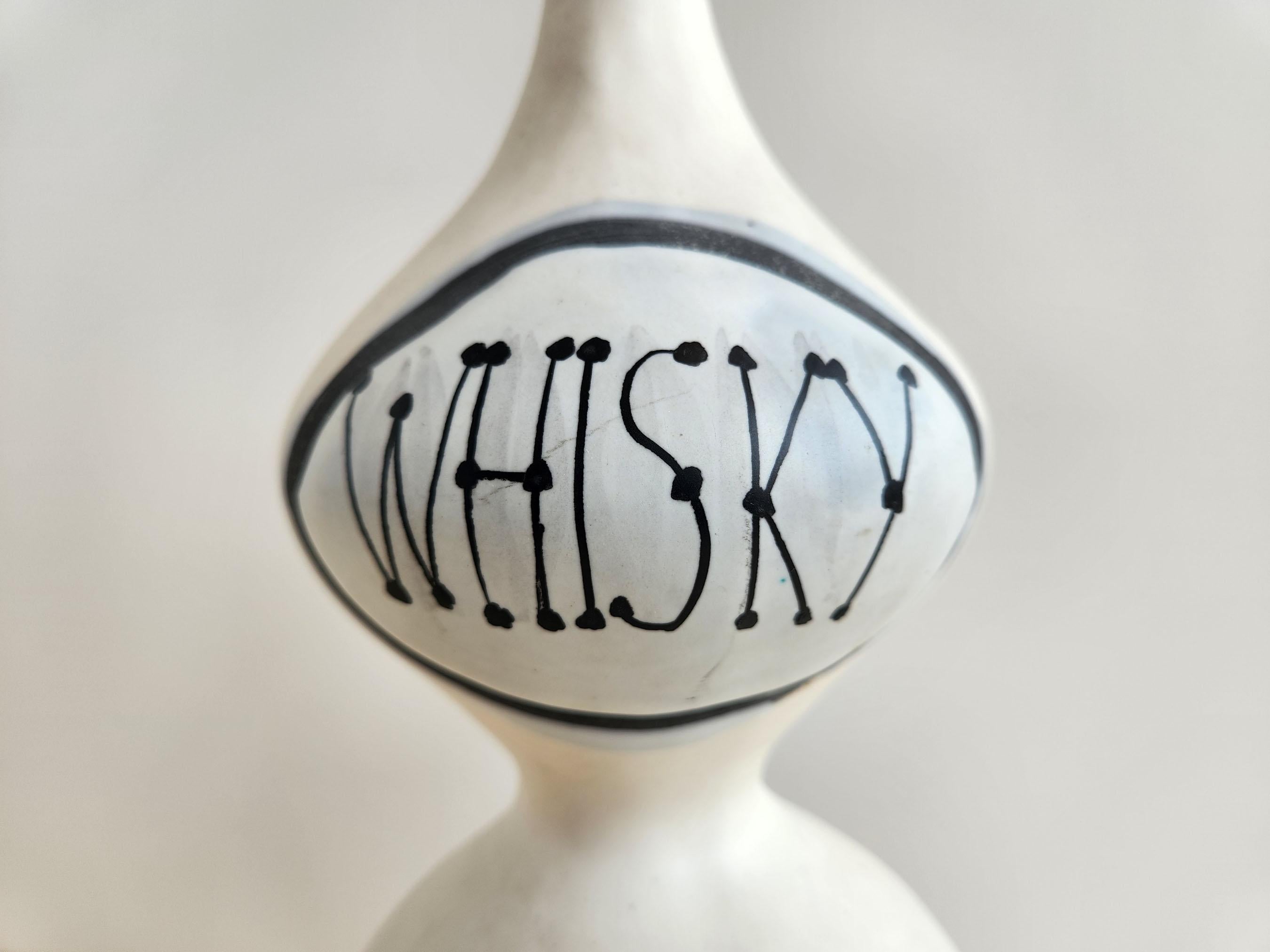 French Roger Capron - Vintage Ceramic Whisky Bottle with Cobblestones For Sale