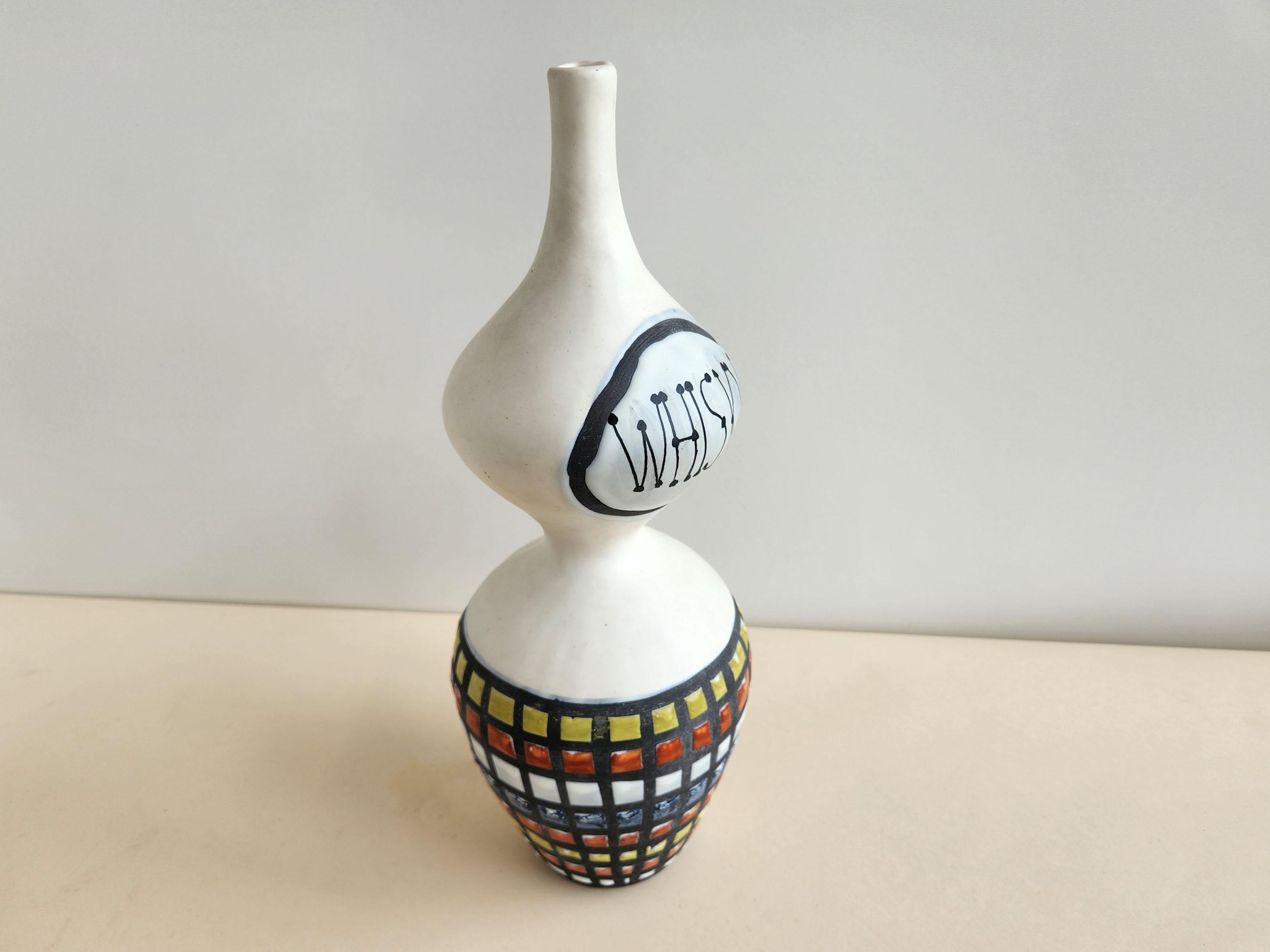 Roger Capron - Vintage Ceramic Whisky Bottle with Cobblestones In Excellent Condition For Sale In Stratford, CT