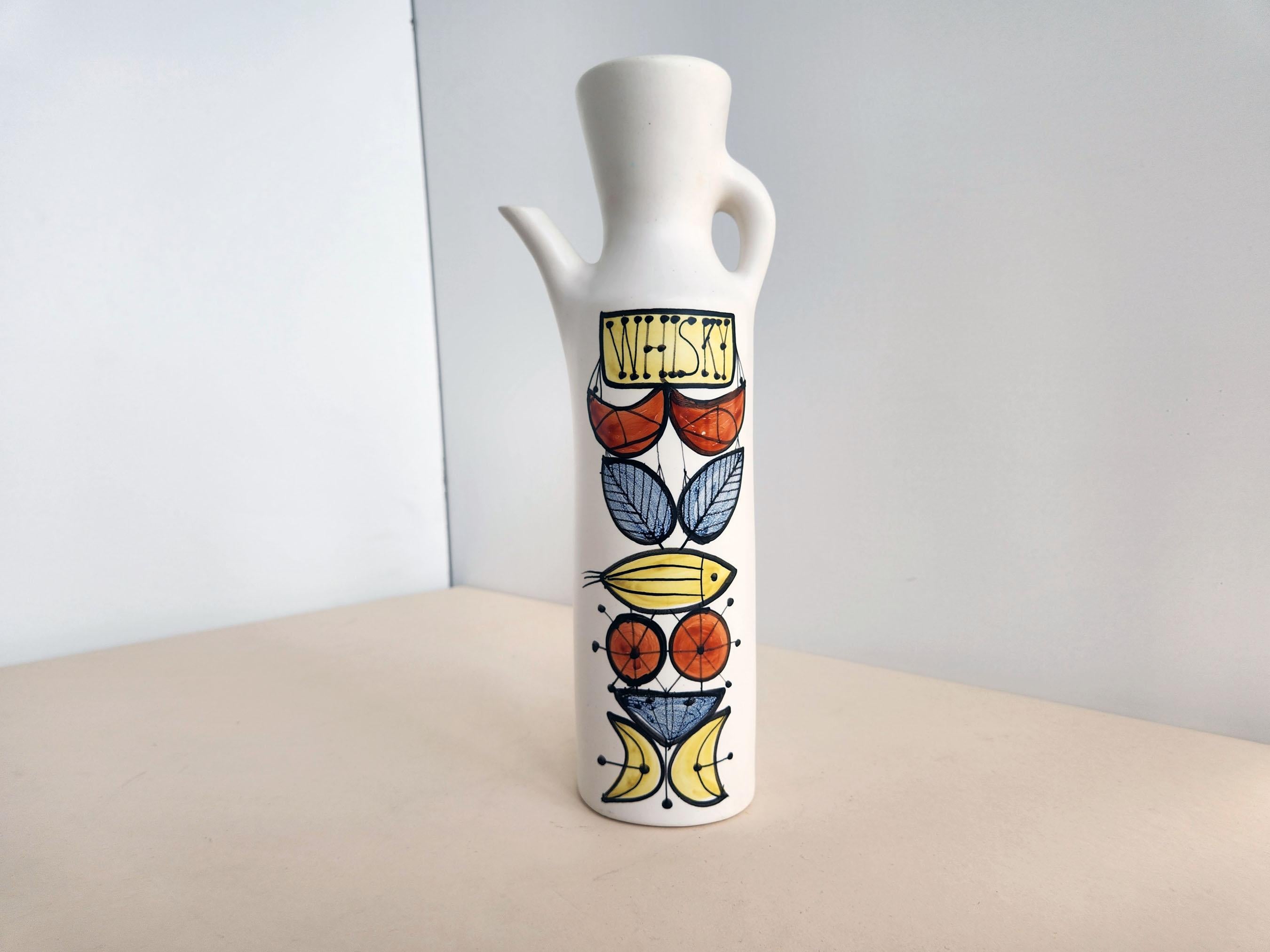 Vintage Keramik dekorative Kolben unterzeichnet von Roger Capron - Vallauris, Frankreich

Roger Capron war ein einflussreicher französischer Keramiker, der für seine Kacheltische und die Verwendung wiederkehrender Motive wie stilisierte Zweige und