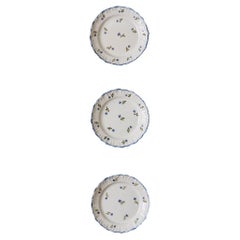 Vintage Ceramic White Blue Wall Plates, France, 19th Century