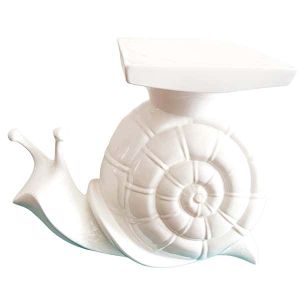 Vintage Ceramic White Snail Garden table stand stool 1970's For Sale at ...