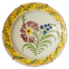 Vintage Ceramic White Yellow Wall Ceramic Platter, Germany, early 19th Century