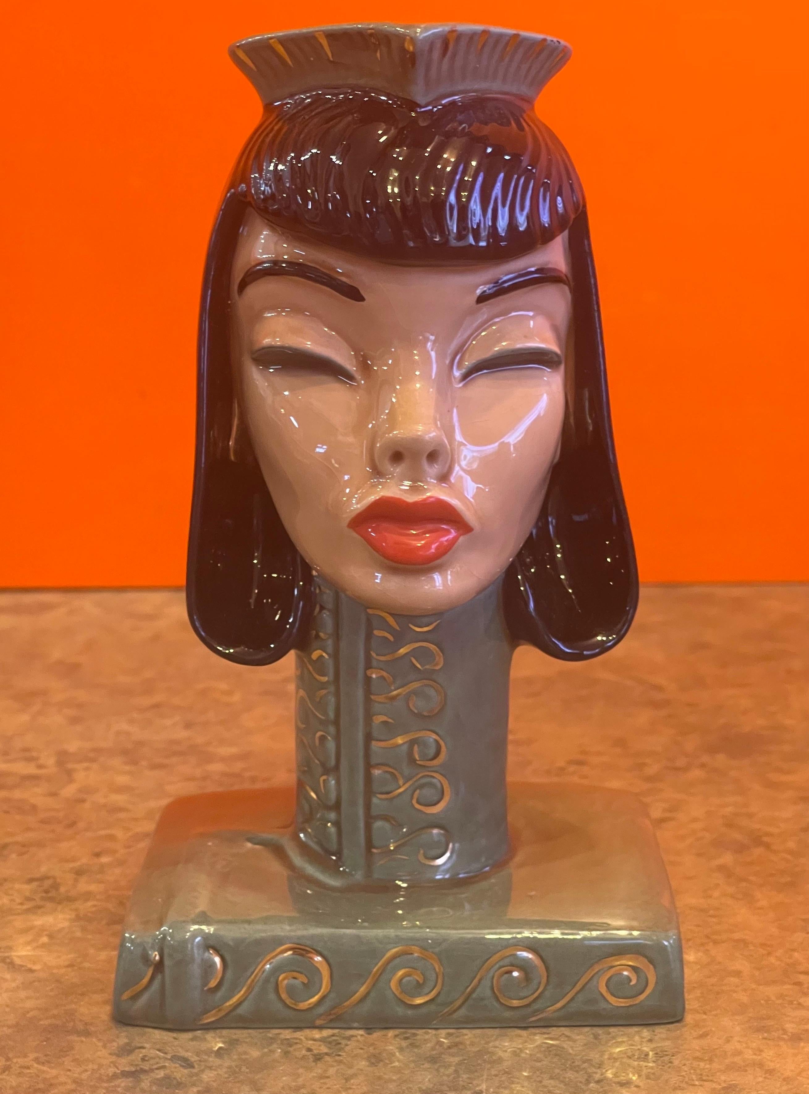 Vintage Ceramic Woman Bust / Vase by Dorothy Kindell For Sale 2