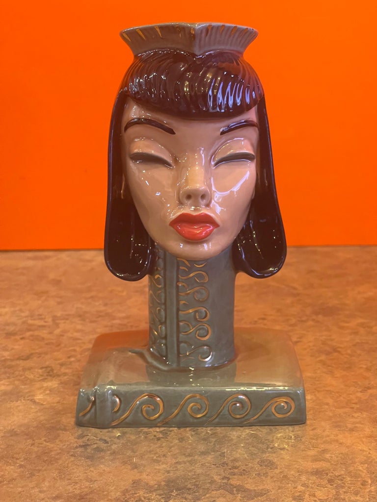 Hand-Crafted Vintage Ceramic Woman Bust / Vase by Dorothy Kindell For Sale