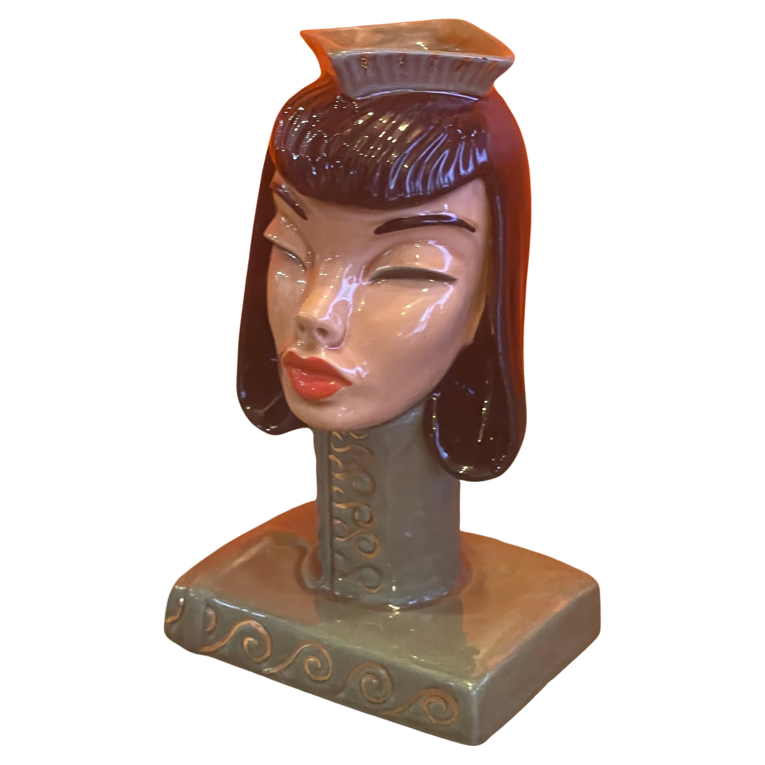 Buste de femme vintage en céramique par Dorothy Kindell