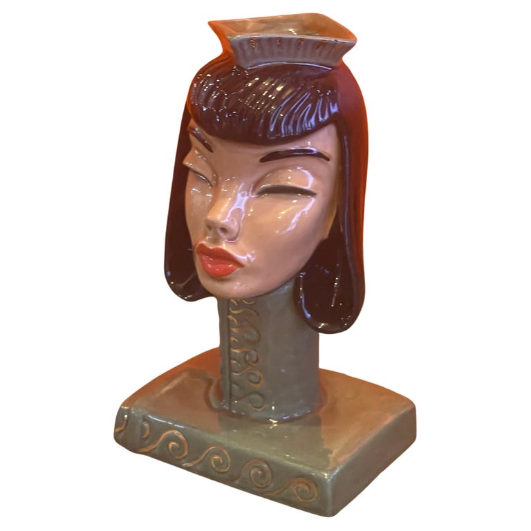 Vintage Ceramic Woman Bust / Vase by Dorothy Kindell For Sale
