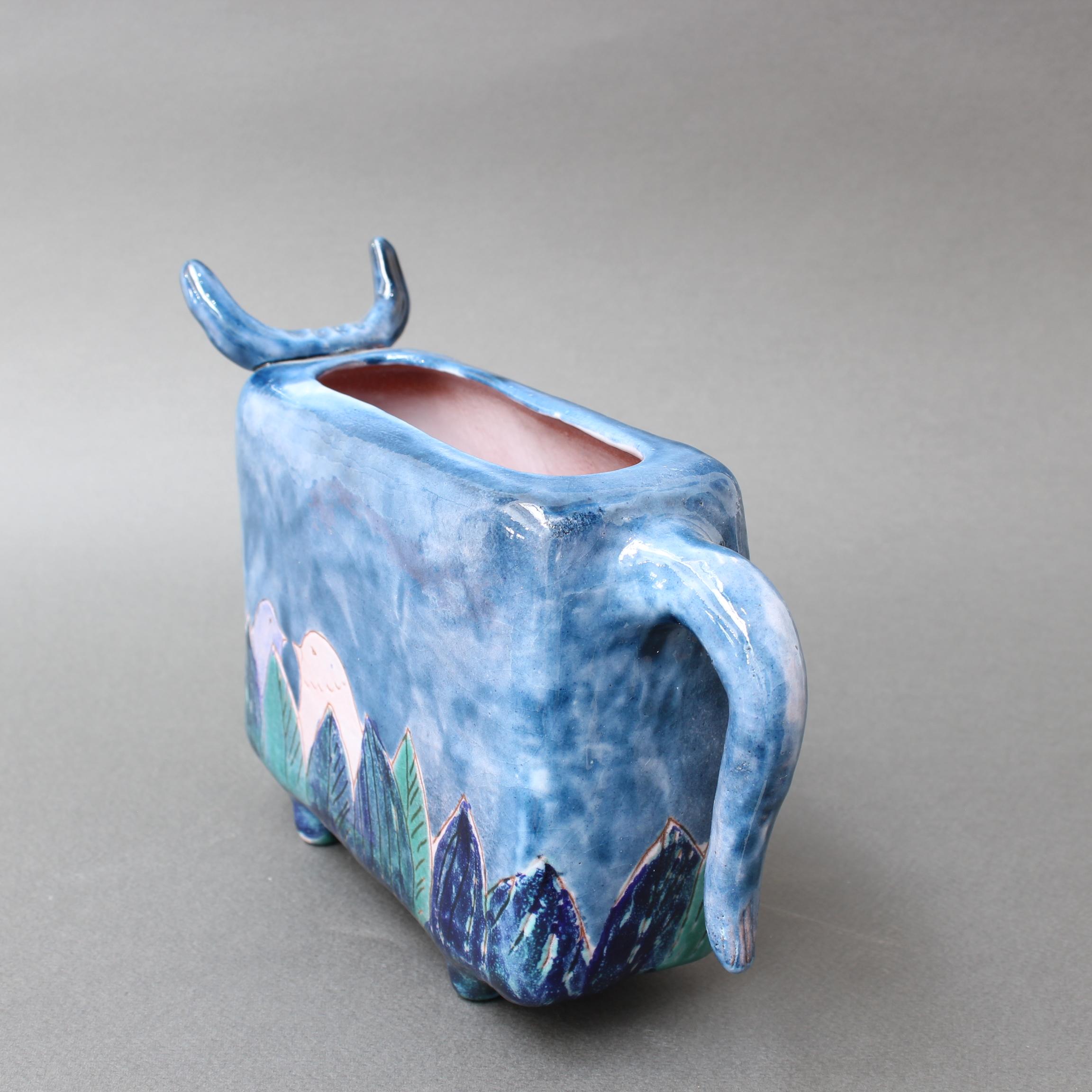 Hand-Painted Vintage Ceramic Zoomorphic Flower Vase by the Cloutier Brothers 'circa 1970s'