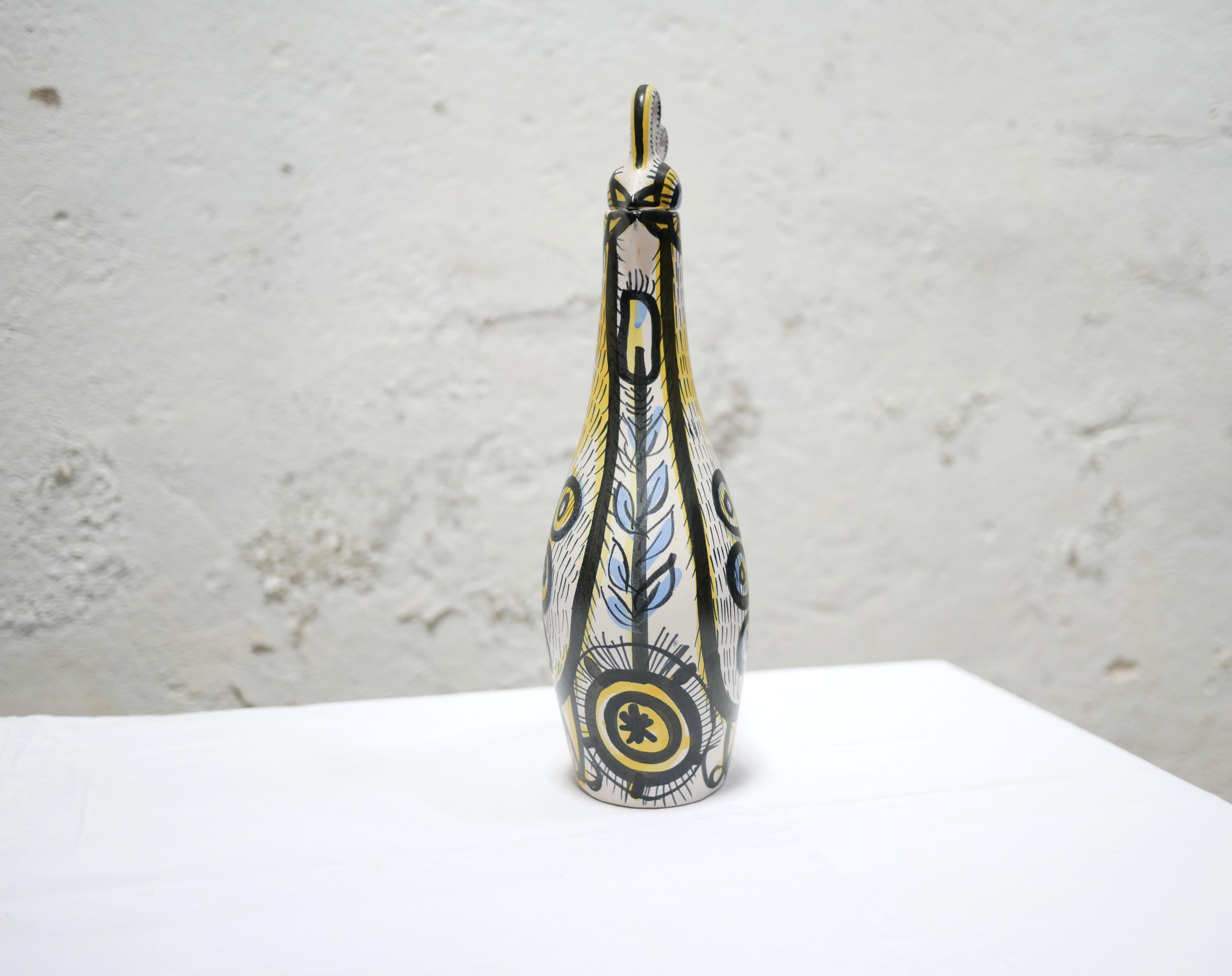 Vintage ceramic zoomorphic pitcher by P.Toulhoat for the Keraluc Quimper, France For Sale 5
