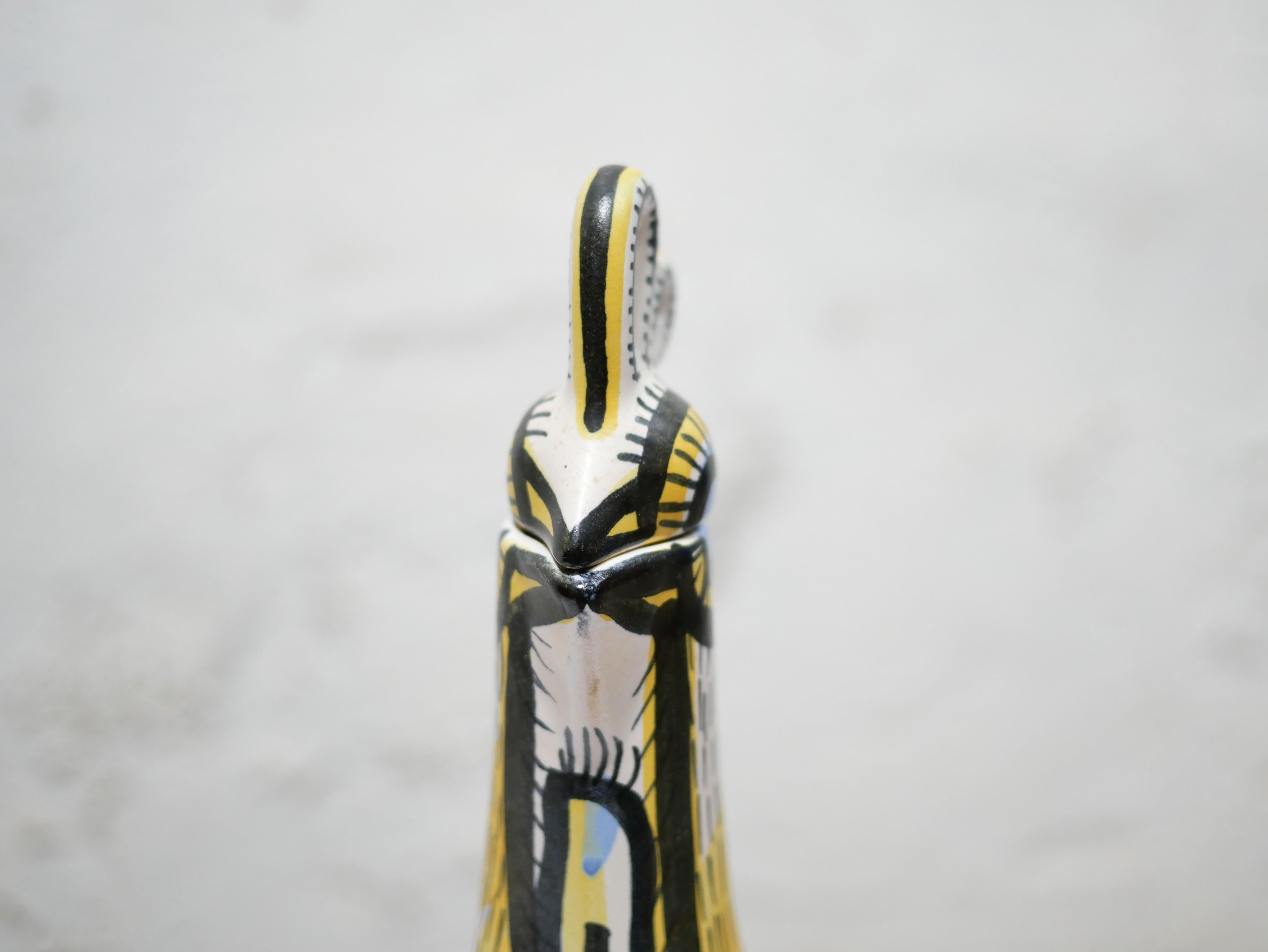 Vintage ceramic zoomorphic pitcher by P.Toulhoat for the Keraluc Quimper, France For Sale 7
